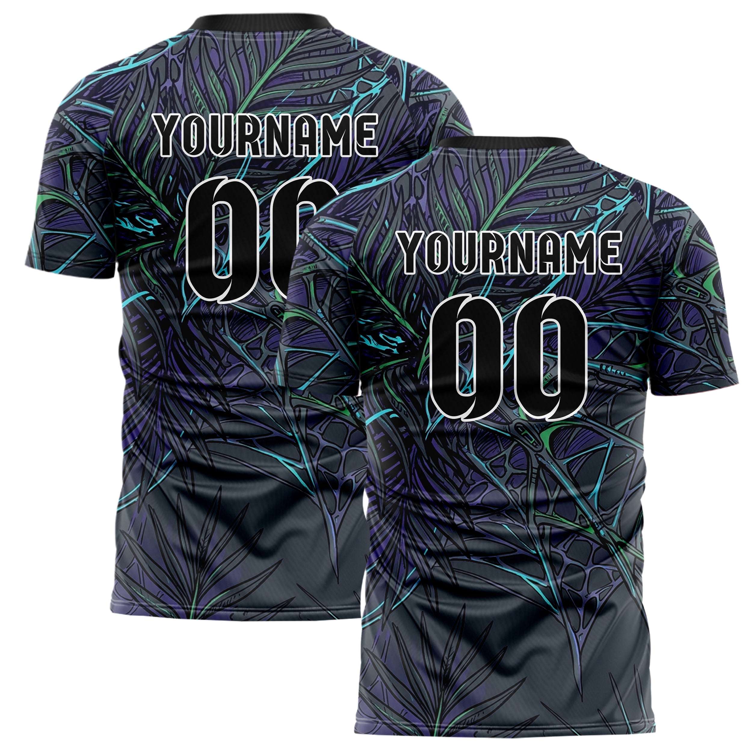 Graphite Violet Cyan Green Biomechanical Canopy Grid Custom Soccer Jersey