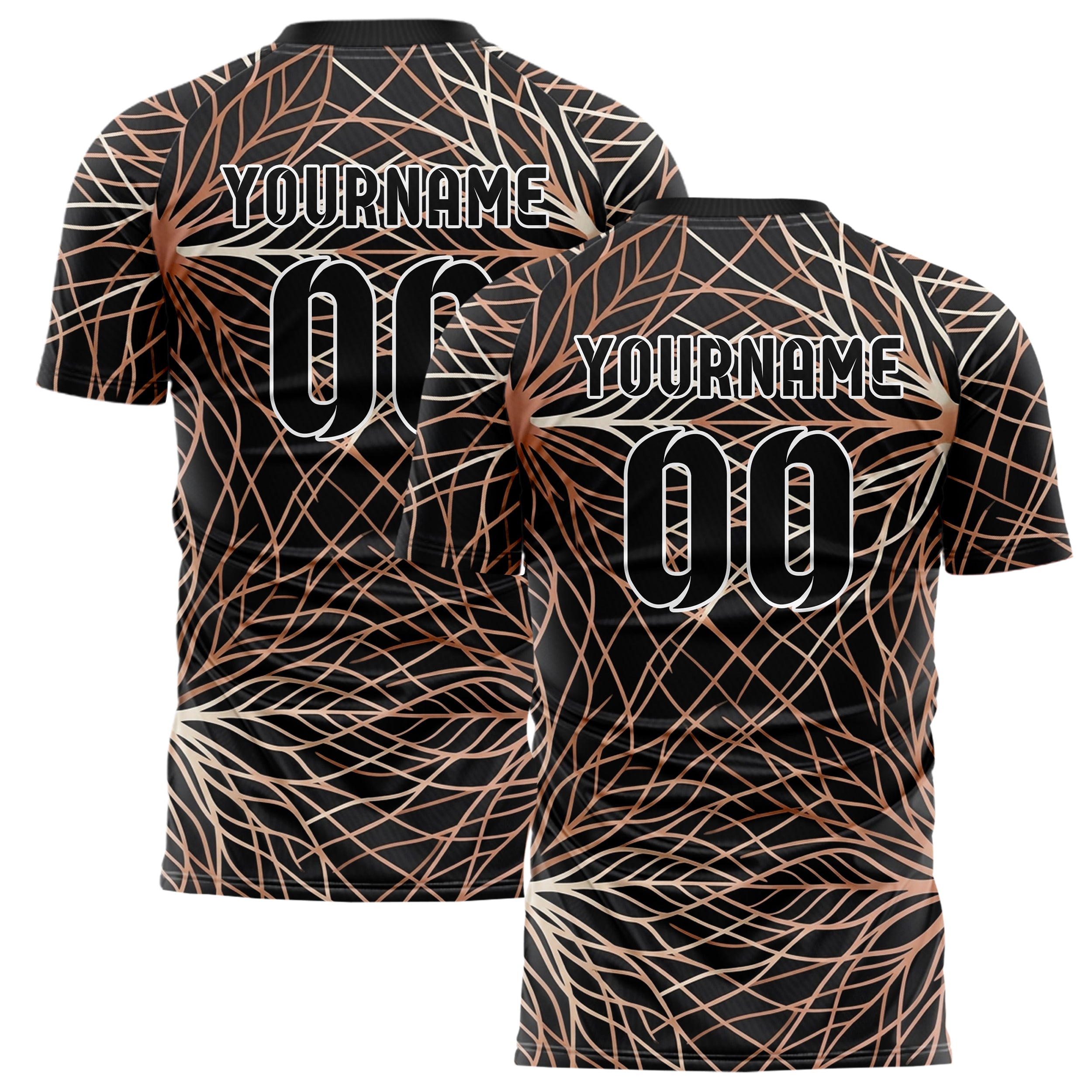 Black Rose Gold Copper Bone Rootnetwork Data Weave Custom Soccer Jersey