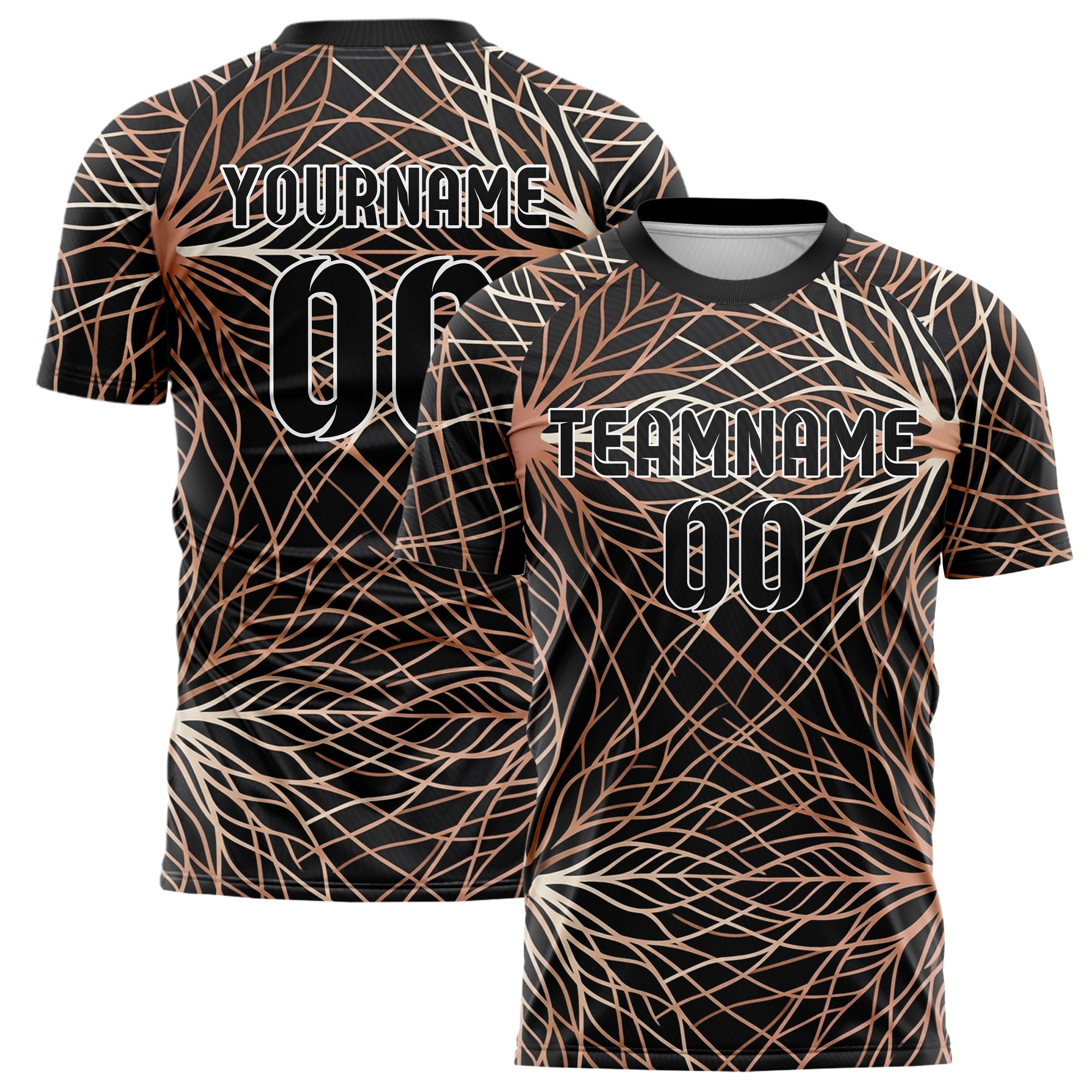 Black Rose Gold Copper Bone Rootnetwork Data Weave Custom Soccer Jersey