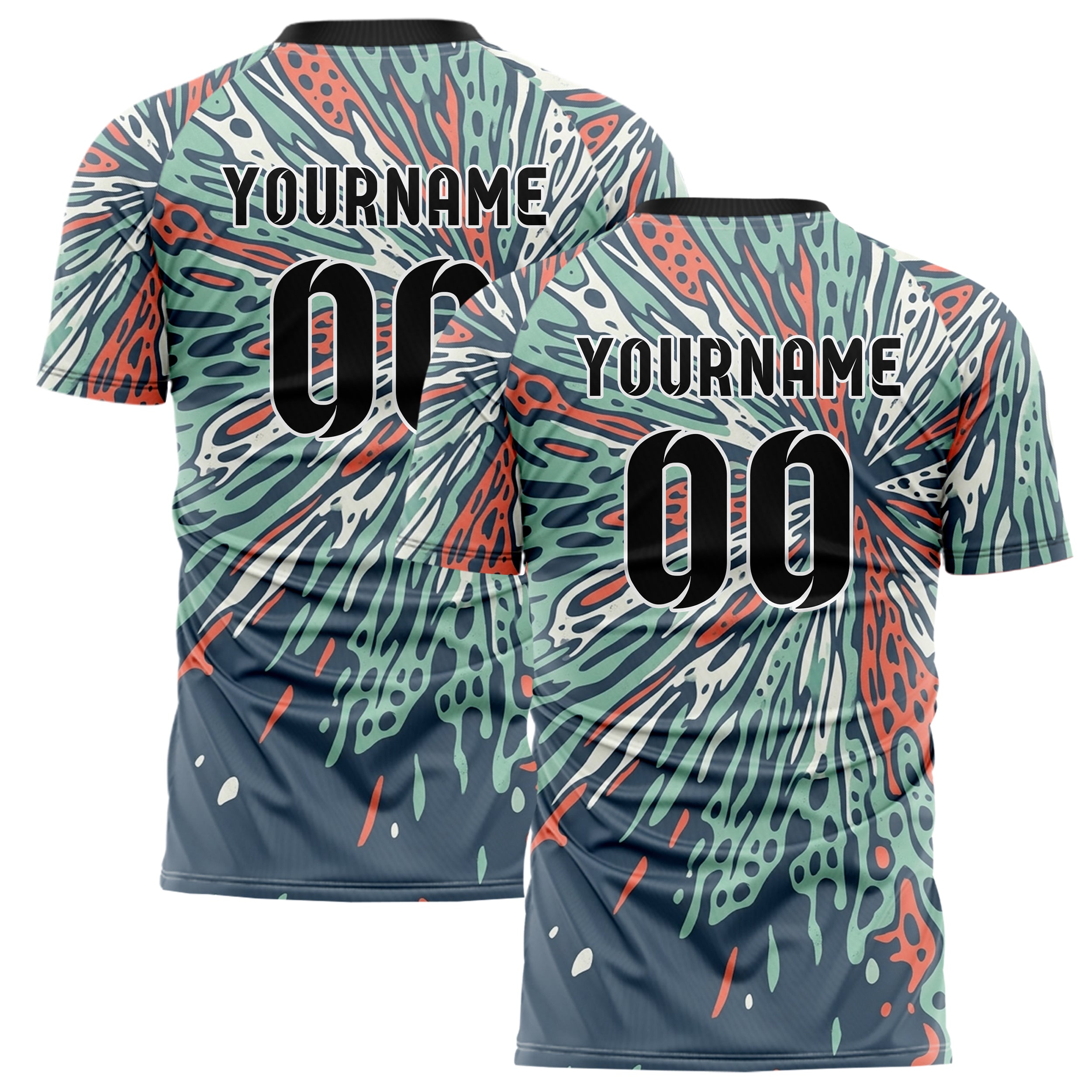 Slate Seafoam Coral Shell Coral Membrane Fracture Custom Soccer Jersey