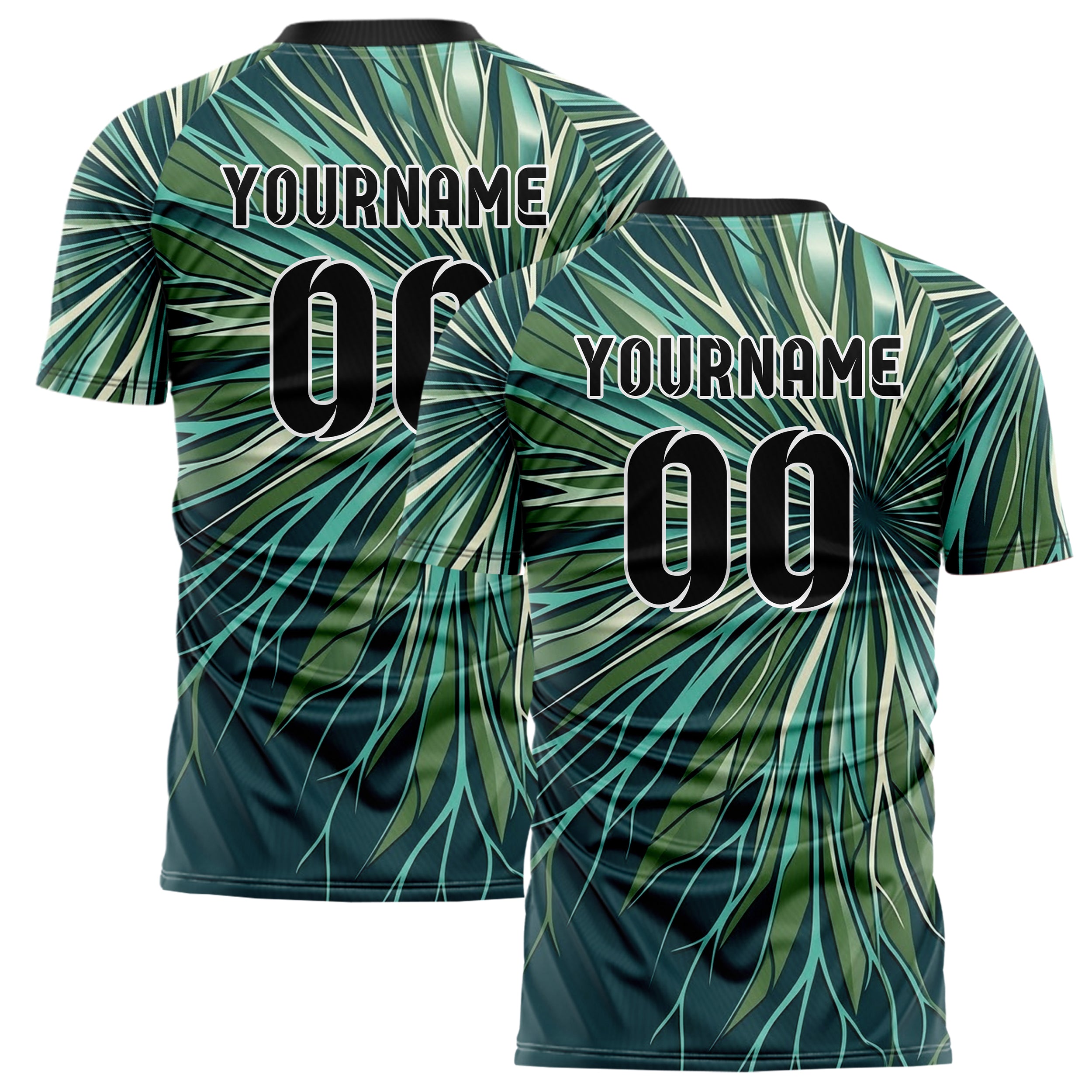 Midnight Teal Aqua Moss Cream Rootnetwork Data Weave Custom Soccer Jersey