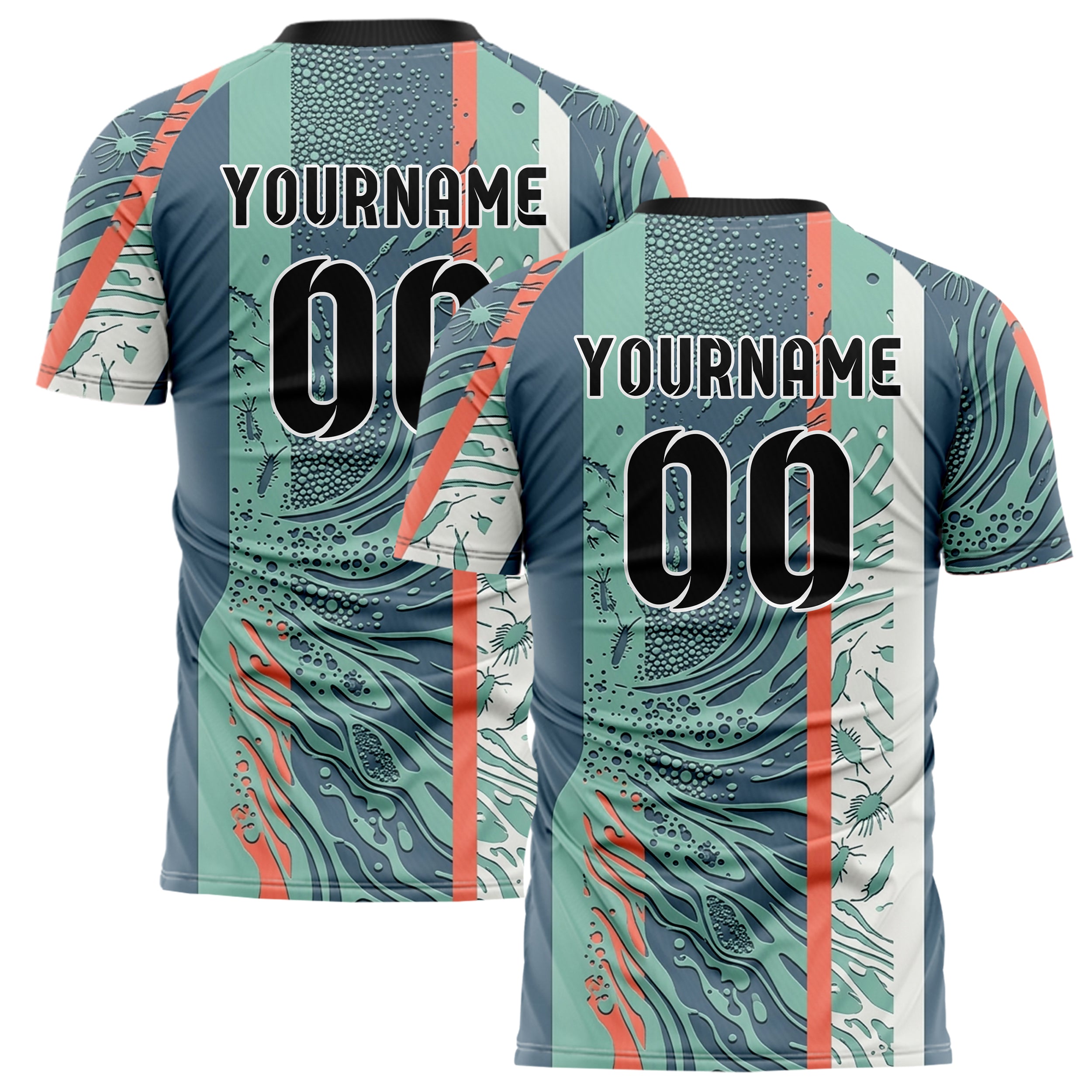 Slate Seafoam Coral Shell Tidal Microlife Cloud Custom Soccer Jersey