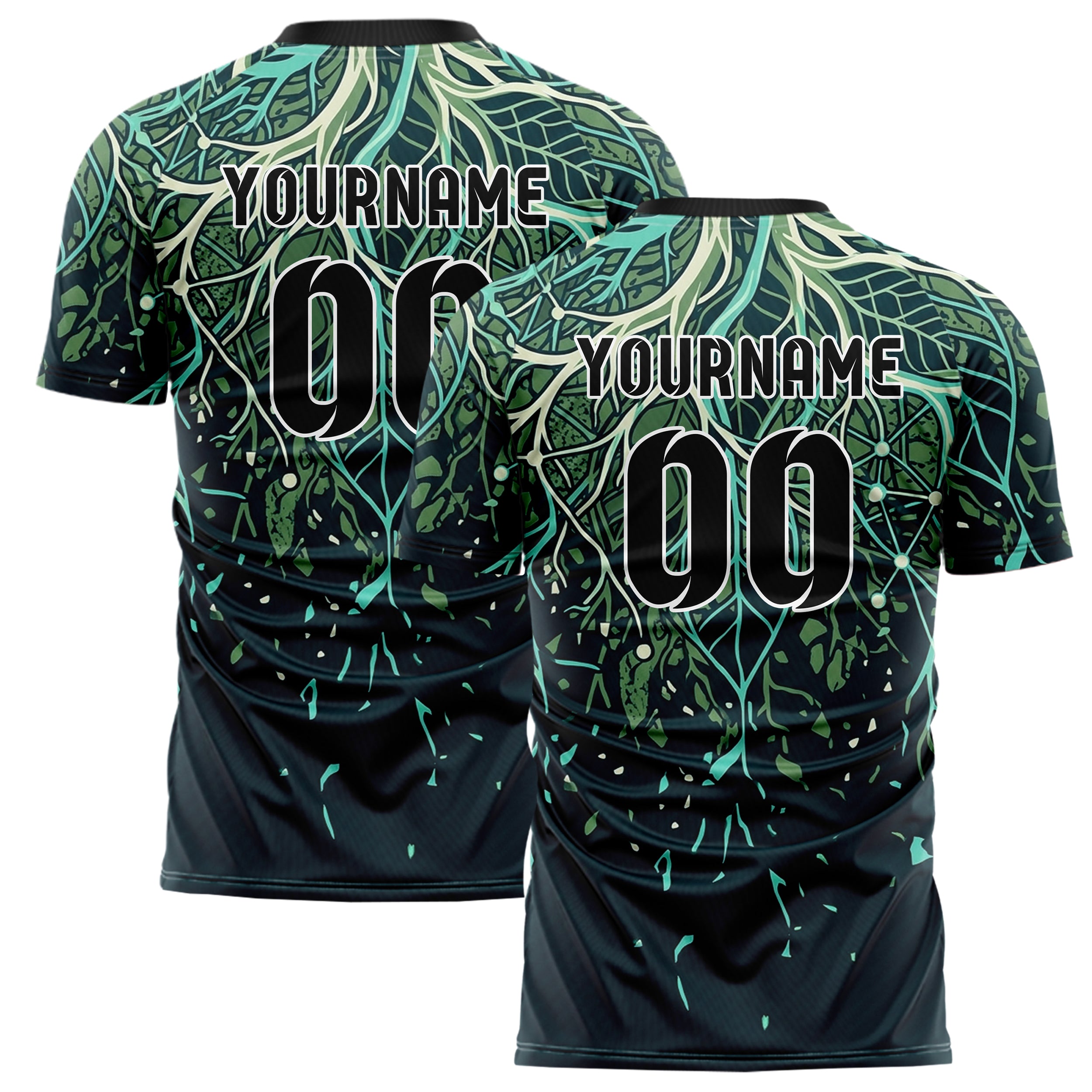 Midnight Teal Aqua Moss Cream Rootnetwork Data Weave Custom Soccer Jersey