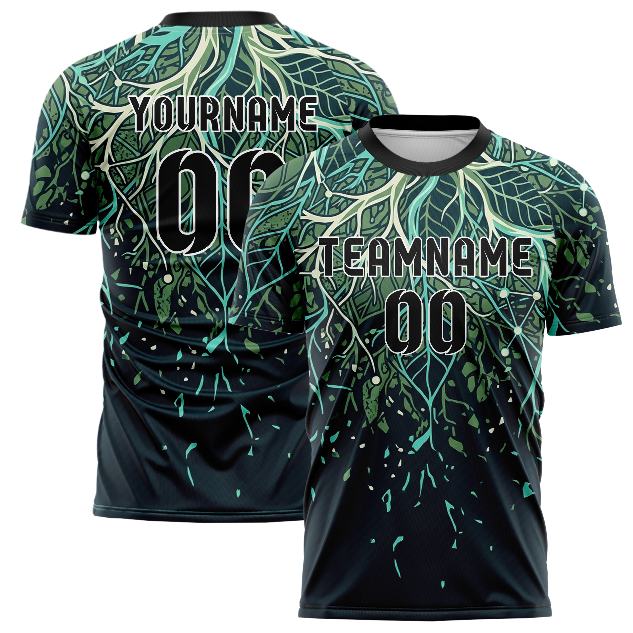 Midnight Teal Aqua Moss Cream Rootnetwork Data Weave Custom Soccer Jersey