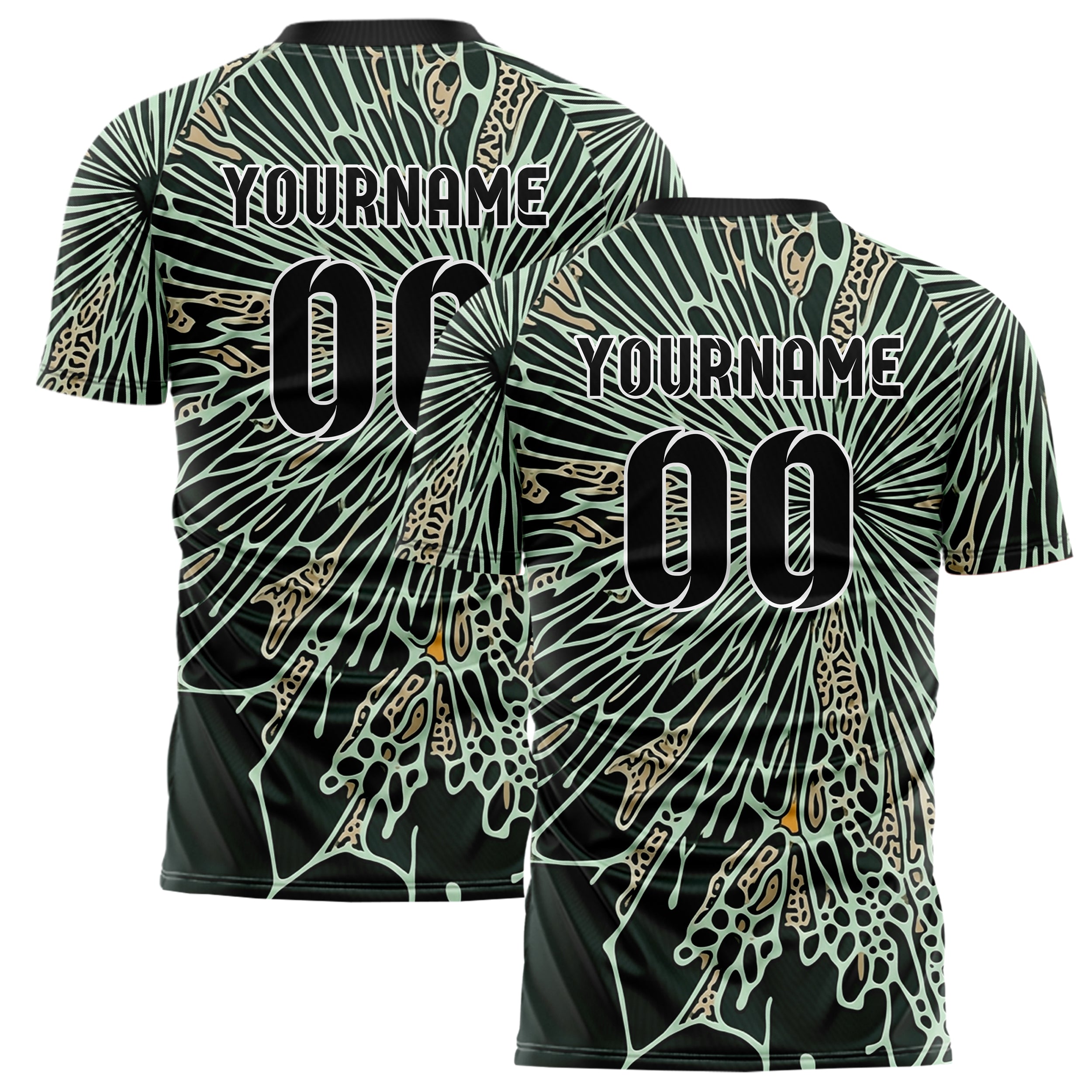 Forest Black Mint Sand Amber Coral Membrane Fracture Custom Soccer Jersey