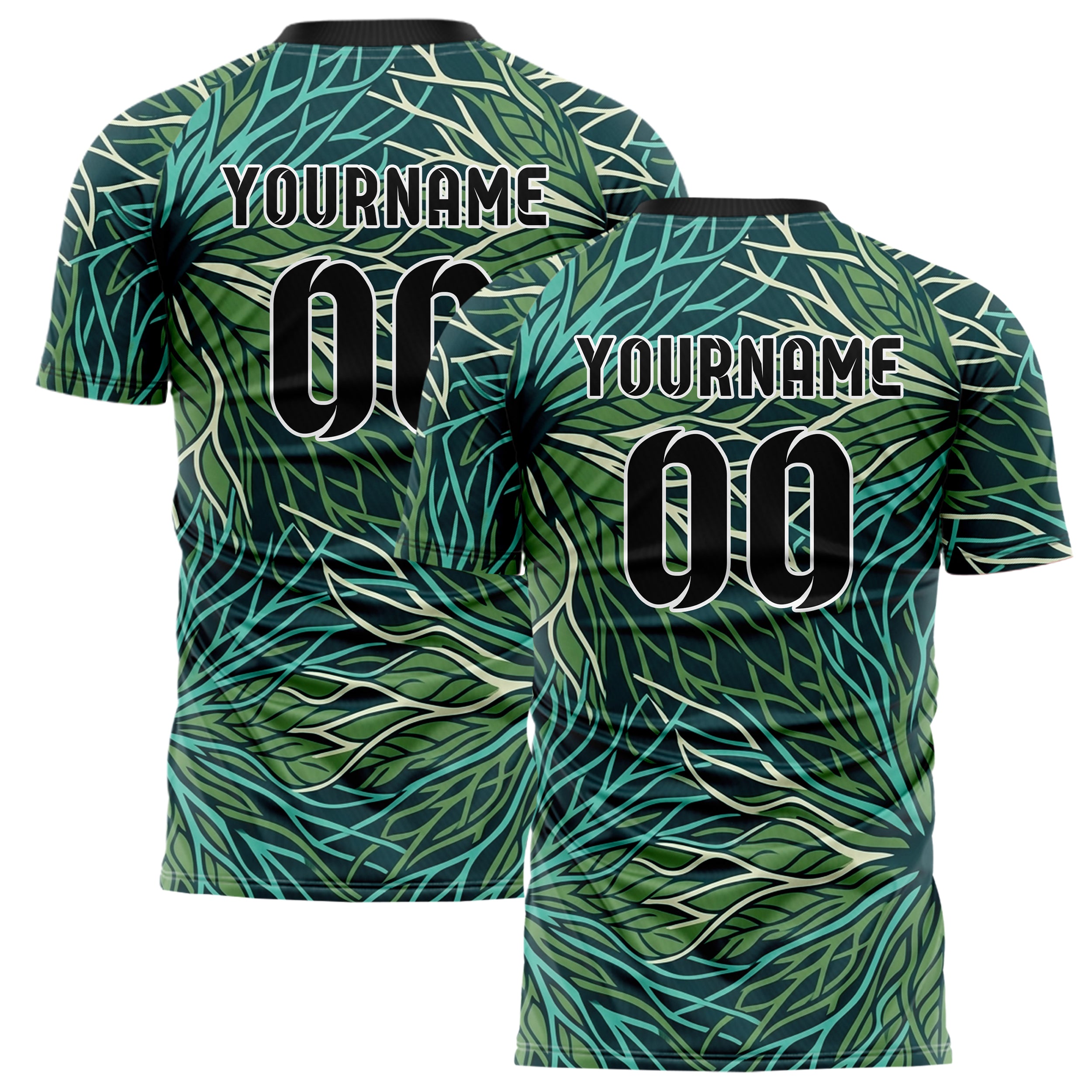 Midnight Teal Aqua Moss Cream Rootnetwork Data Weave Custom Soccer Jersey