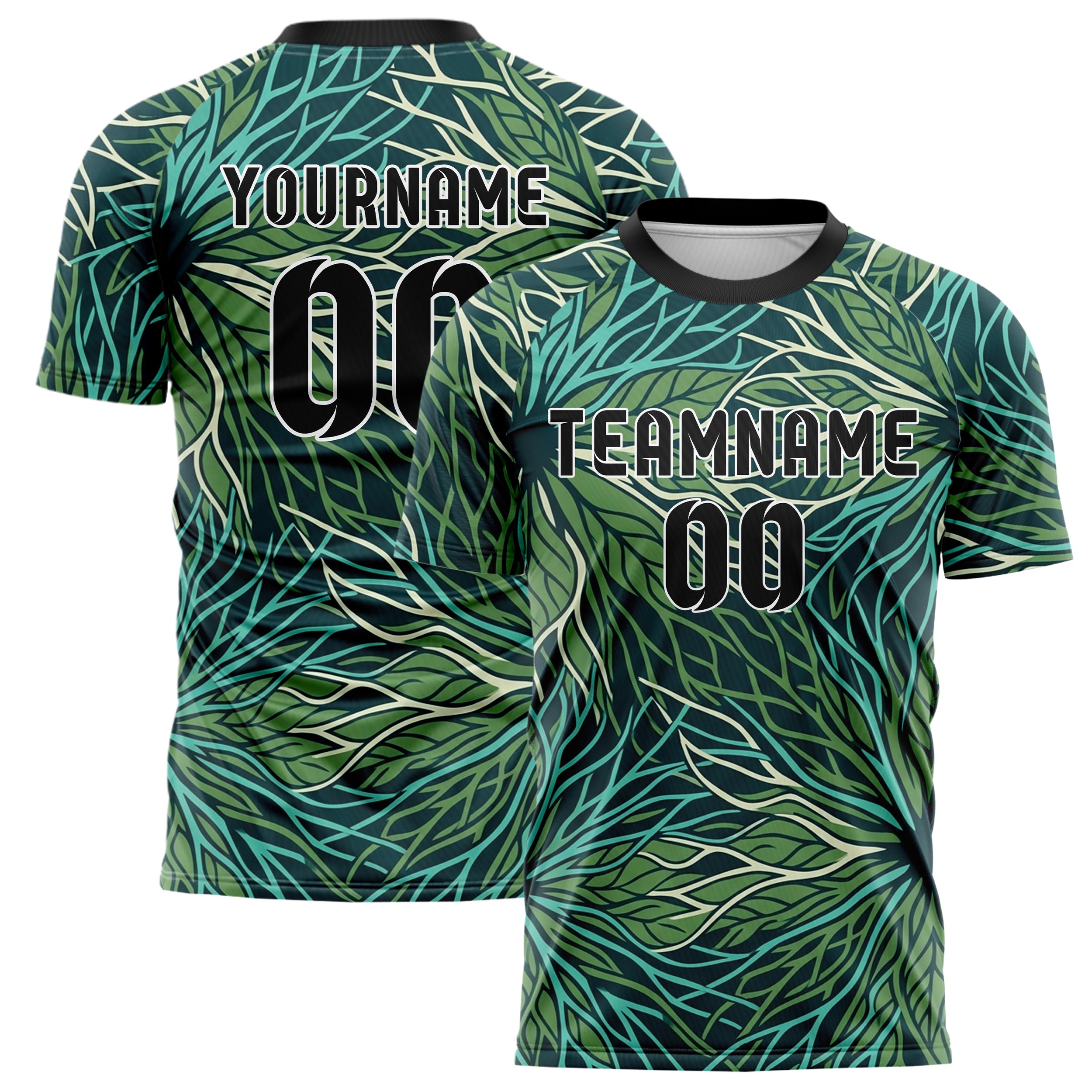 Midnight Teal Aqua Moss Cream Rootnetwork Data Weave Custom Soccer Jersey