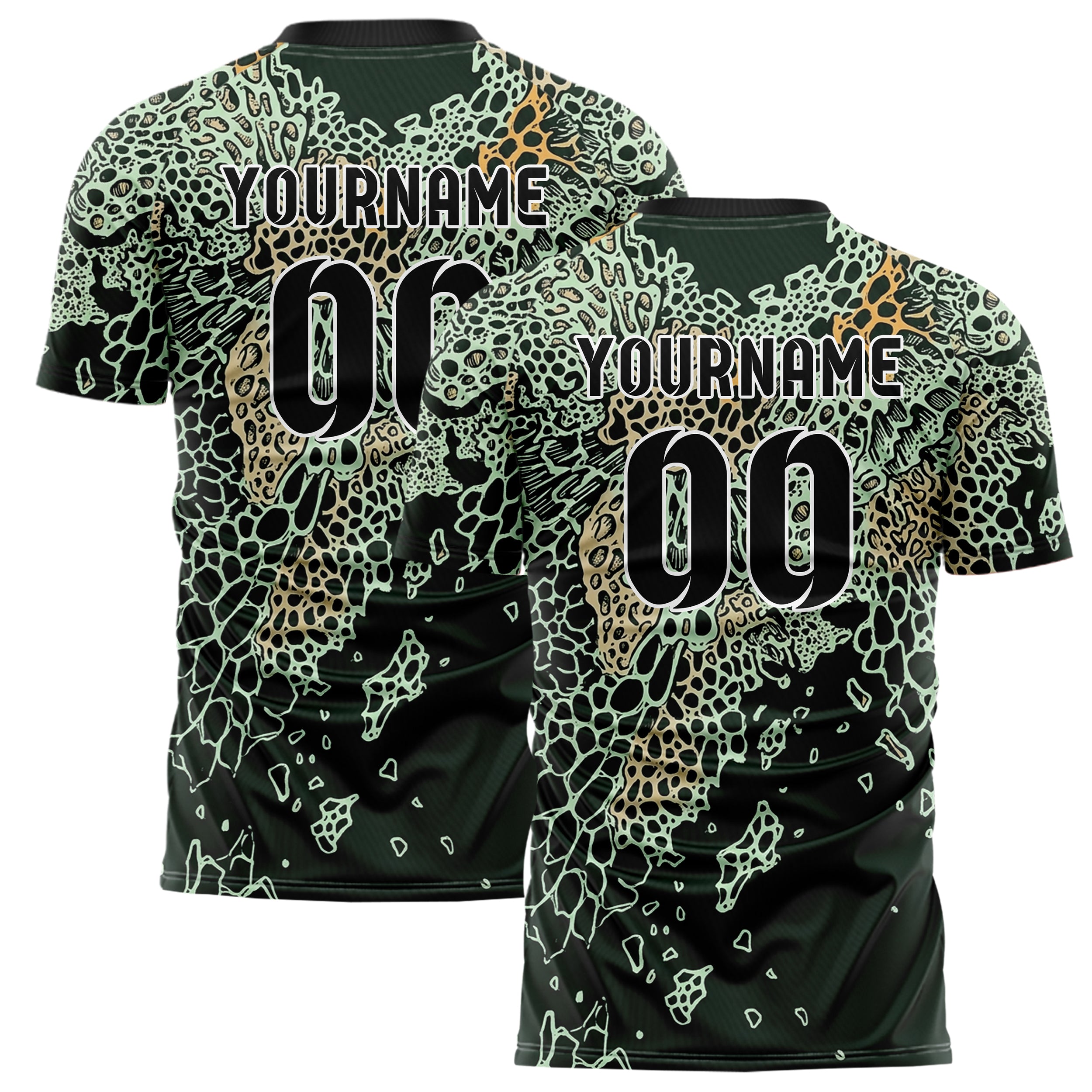 Forest Black Mint Sand Amber Coral Membrane Fracture Custom Soccer Jersey