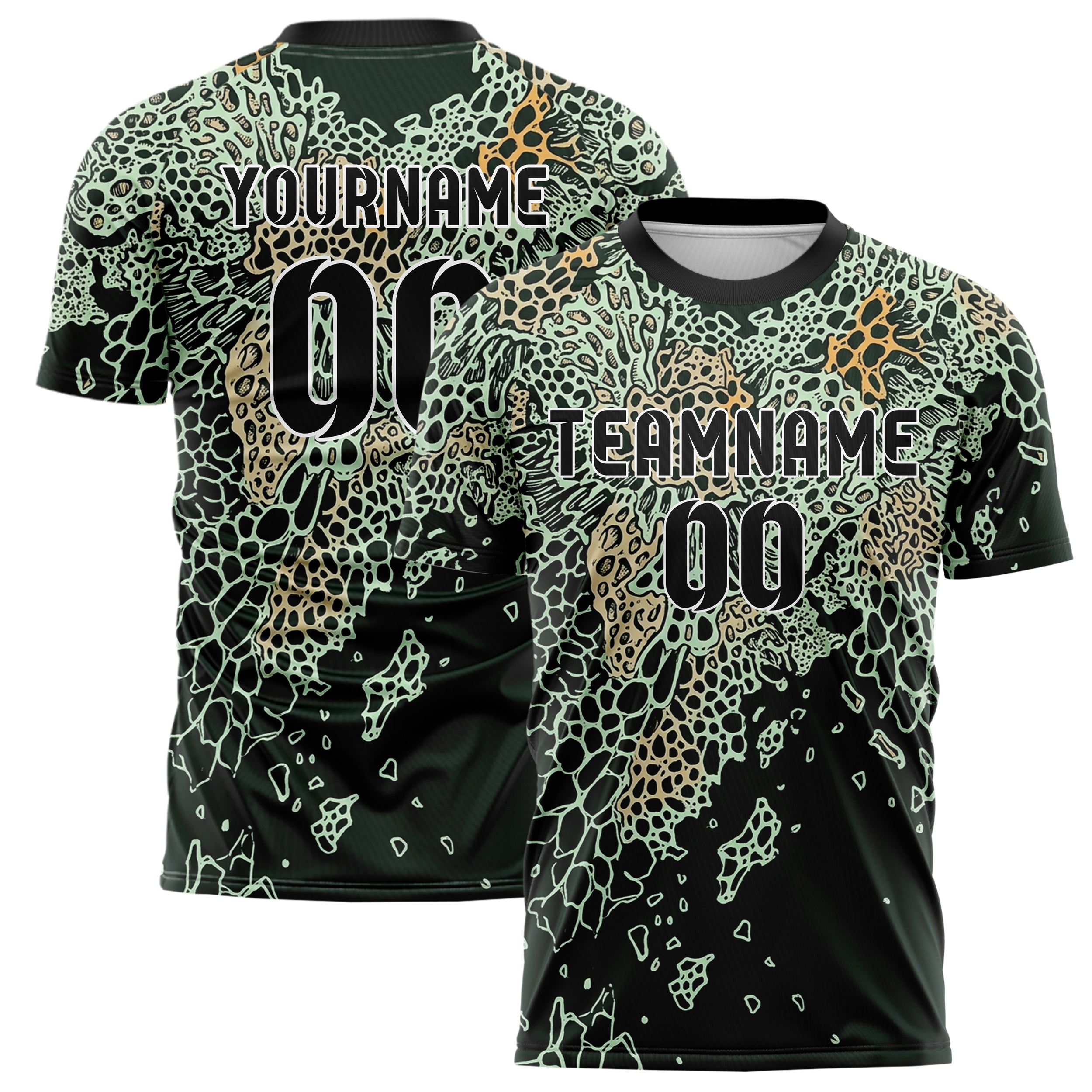 Forest Black Mint Sand Amber Coral Membrane Fracture Custom Soccer Jersey