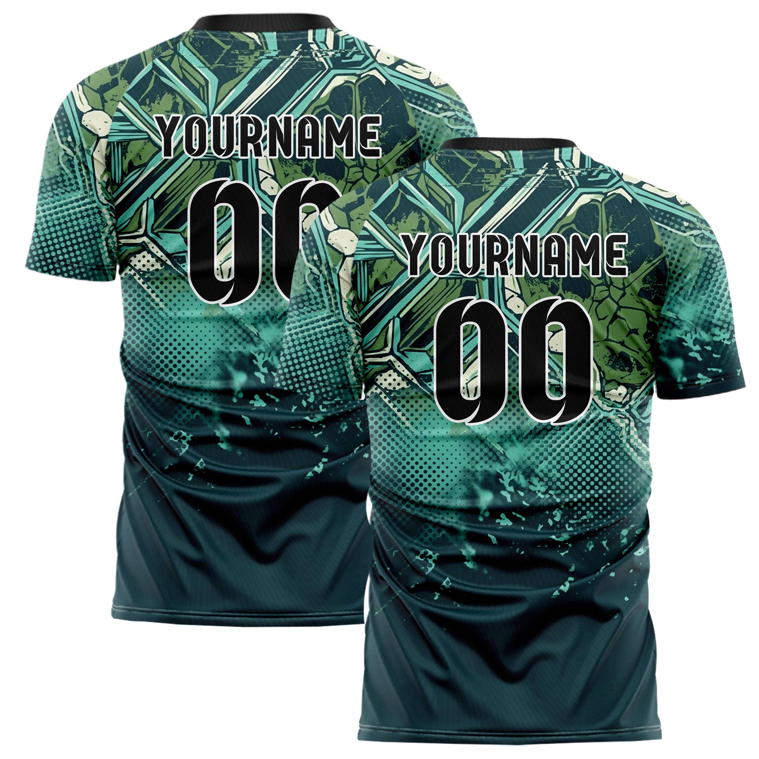 Midnight Teal Aqua Moss Cream Mineral Growth Lattice Custom Soccer Jersey