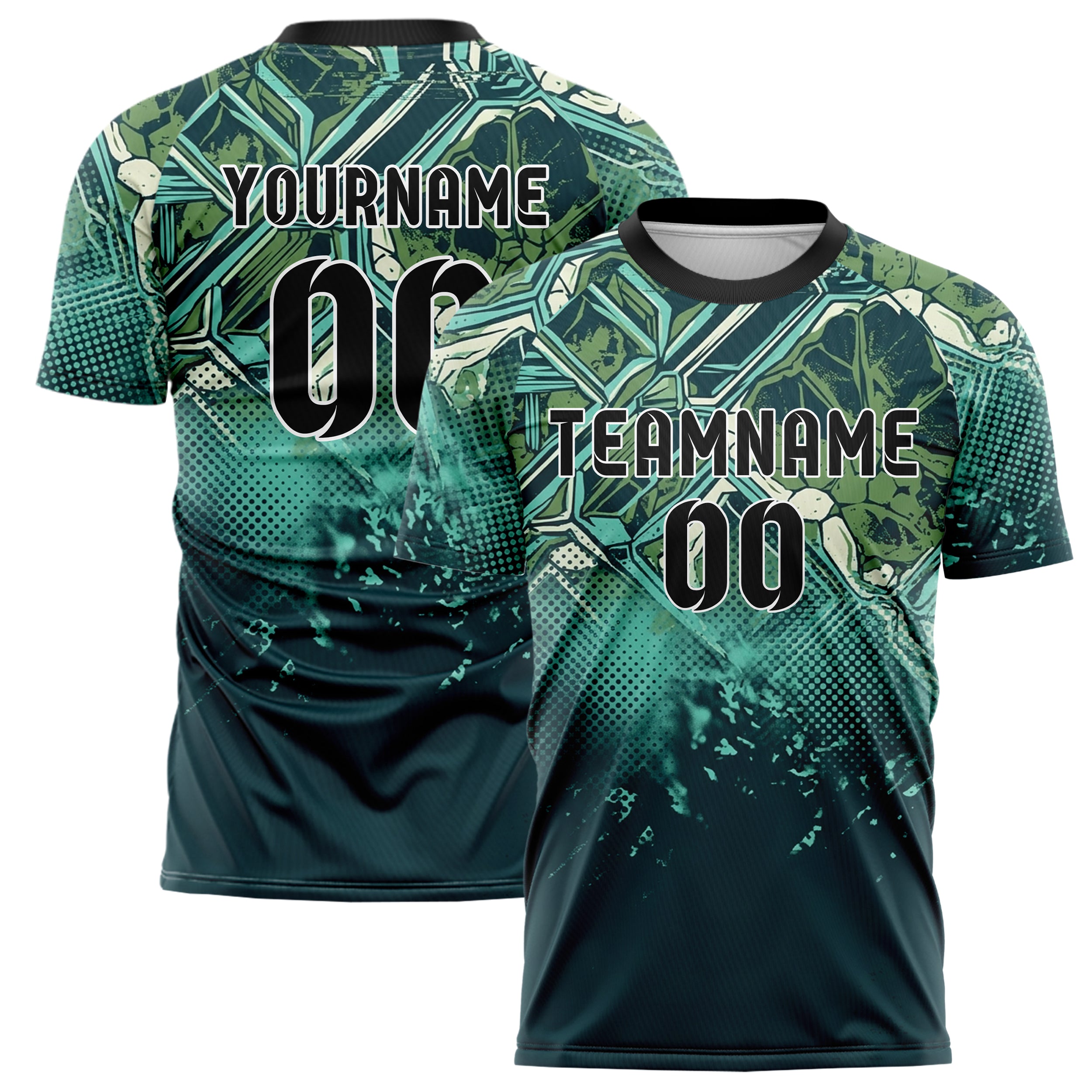Midnight Teal Aqua Moss Cream Mineral Growth Lattice Custom Soccer Jersey