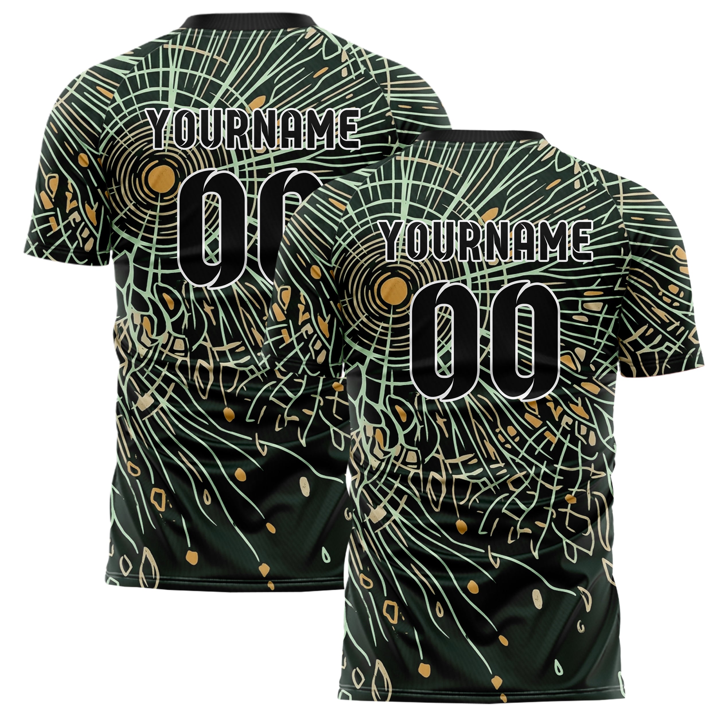 Forest Black Mint Sand Amber Seedcore Explosion Custom Soccer Jersey