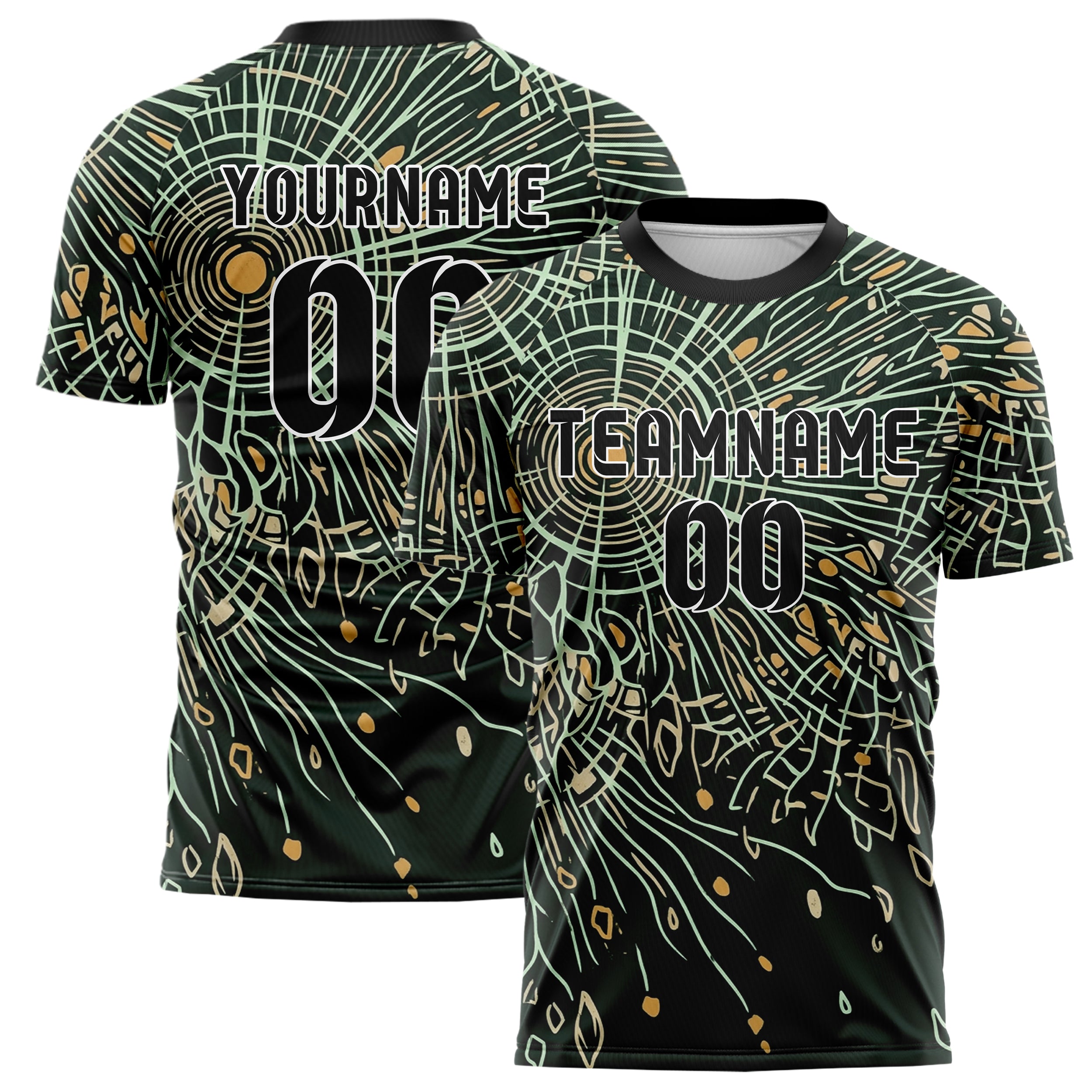 Forest Black Mint Sand Amber Seedcore Explosion Custom Soccer Jersey
