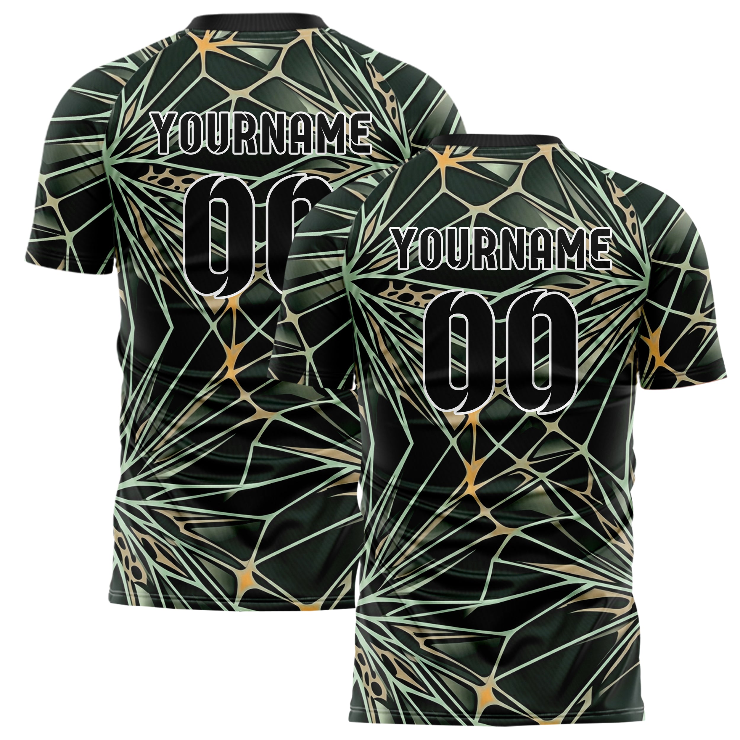 Forest Black Mint Sand Amber Coral Membrane Fracture Custom Soccer Jersey