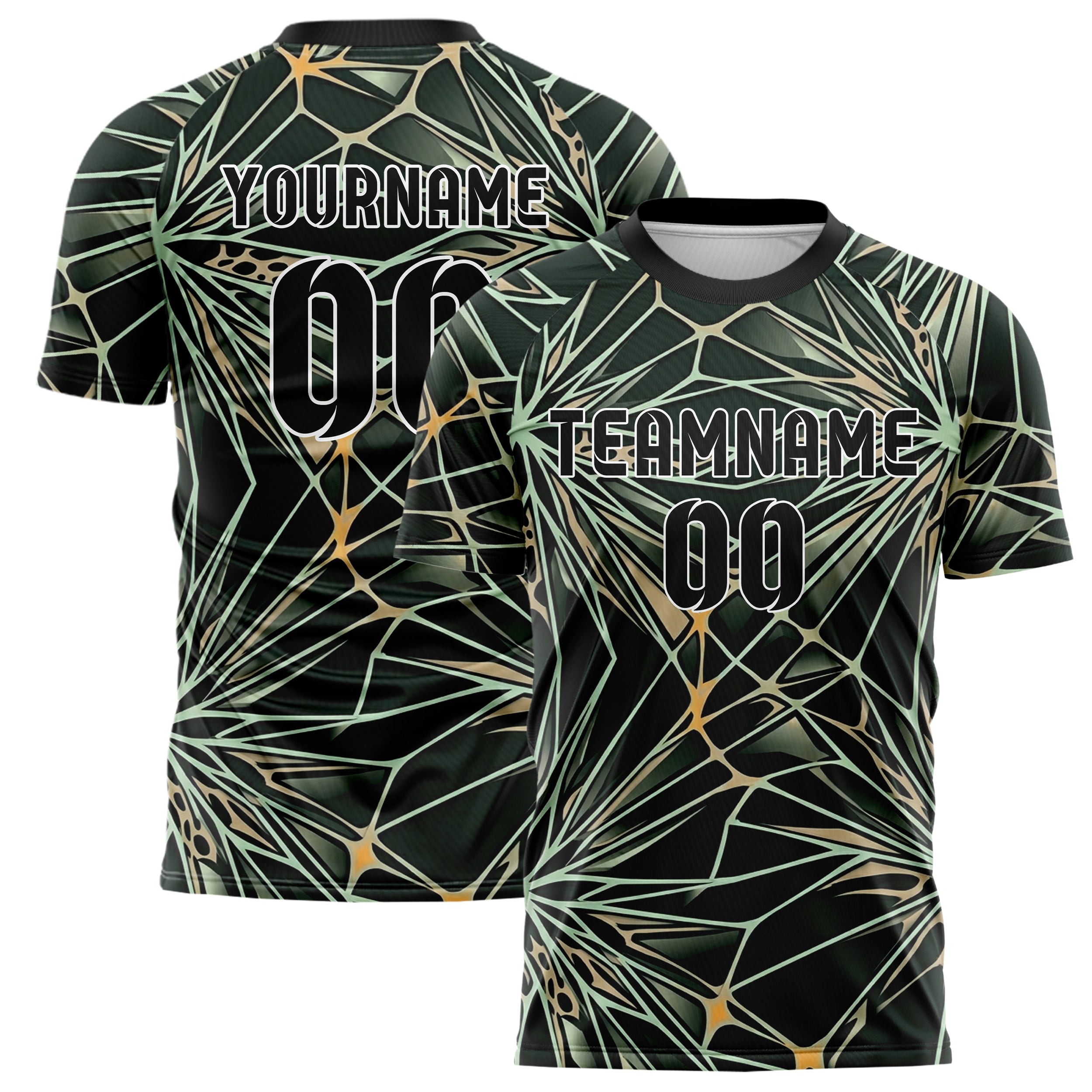 Forest Black Mint Sand Amber Coral Membrane Fracture Custom Soccer Jersey