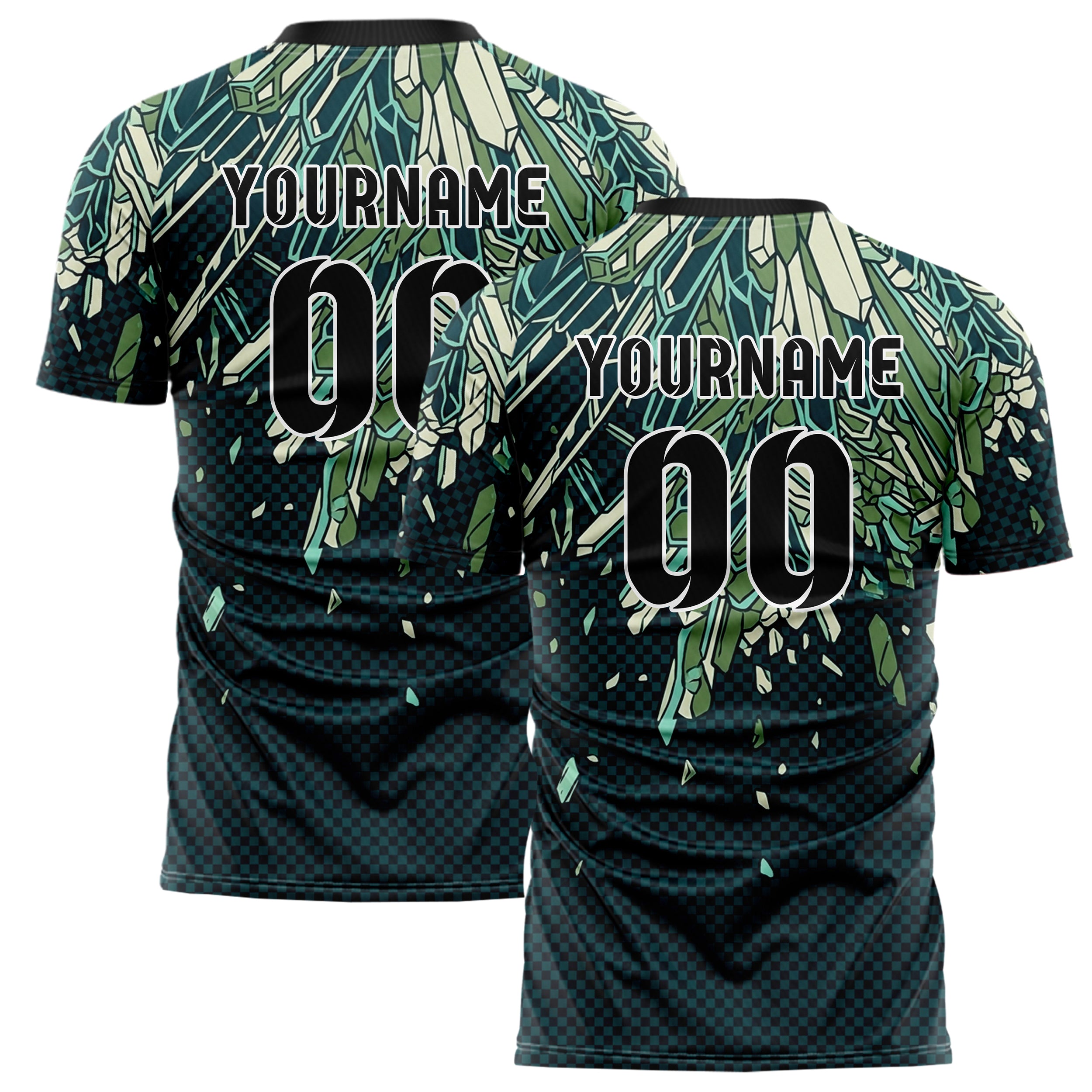 Midnight Teal Aqua Moss Cream Mineral Growth Lattice Custom Soccer Jersey