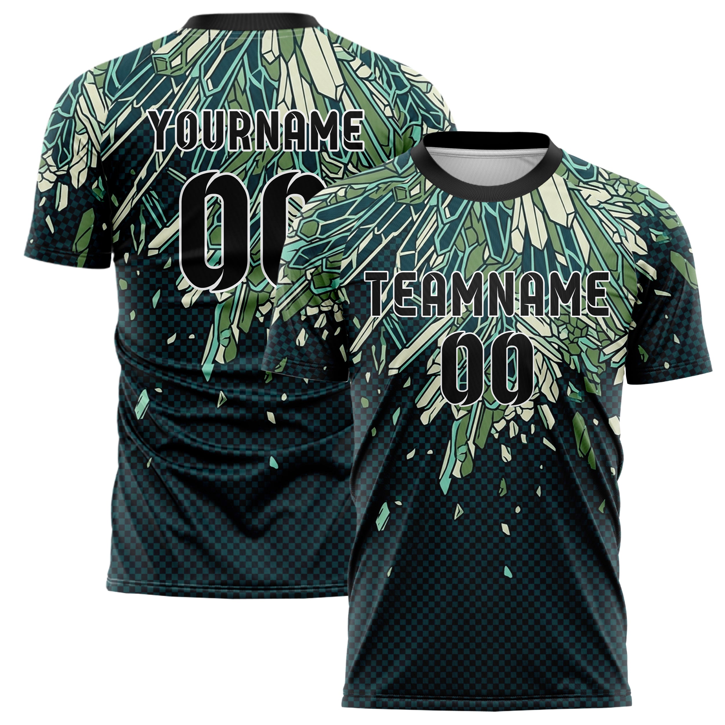 Midnight Teal Aqua Moss Cream Mineral Growth Lattice Custom Soccer Jersey