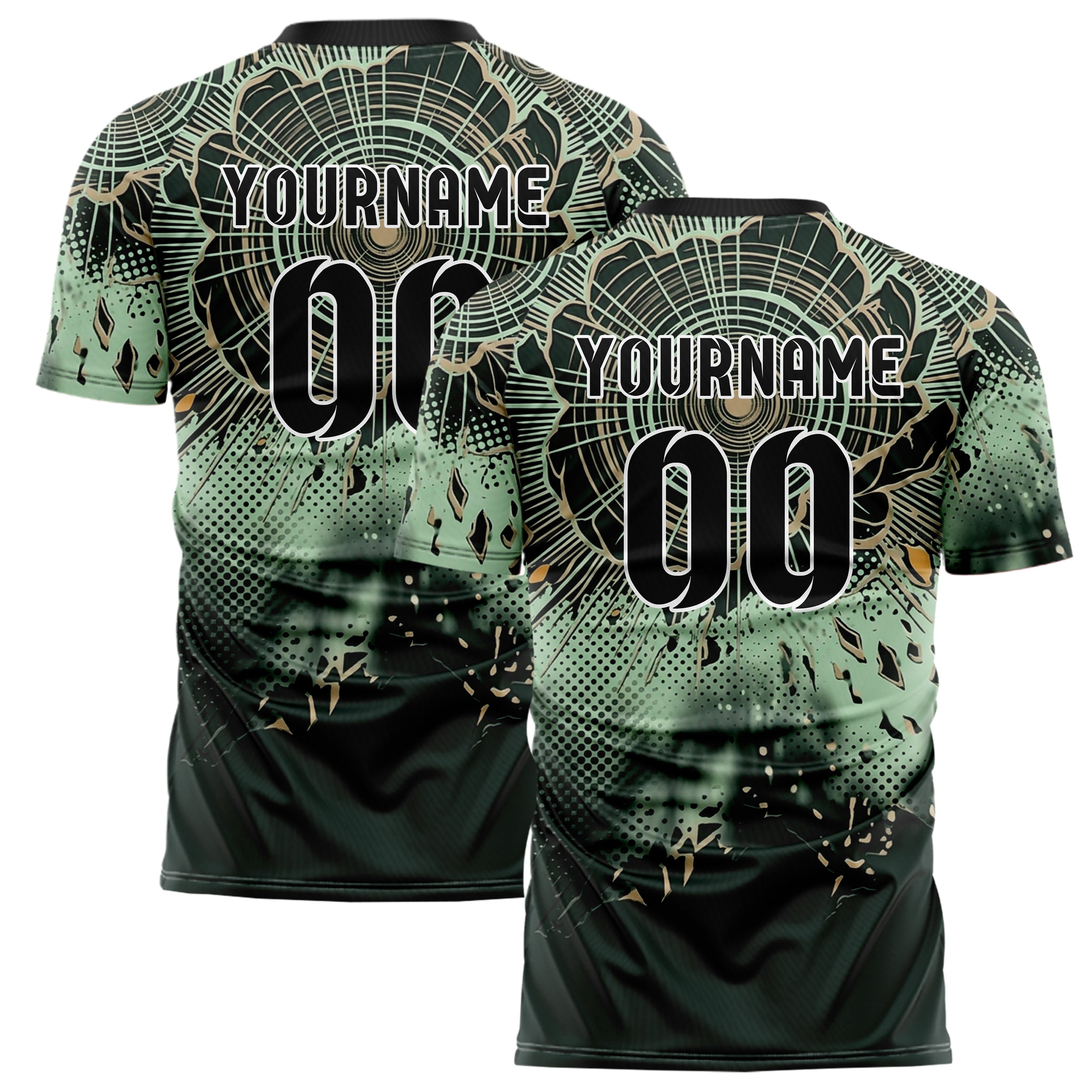Forest Black Mint Sand Amber Seedcore Explosion Custom Soccer Jersey