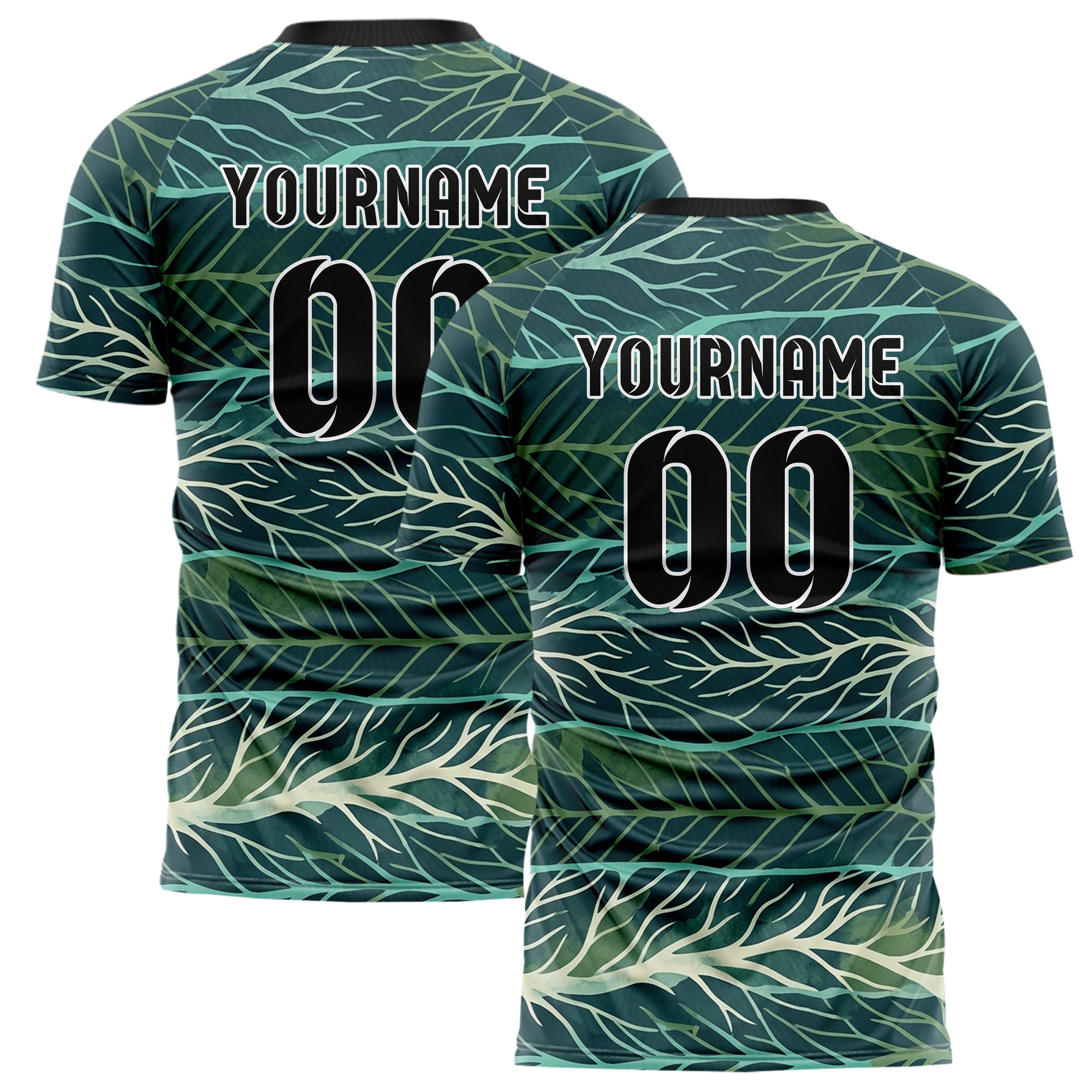 Midnight Teal Aqua Moss Cream Rootnetwork Data Weave Custom Soccer Jersey