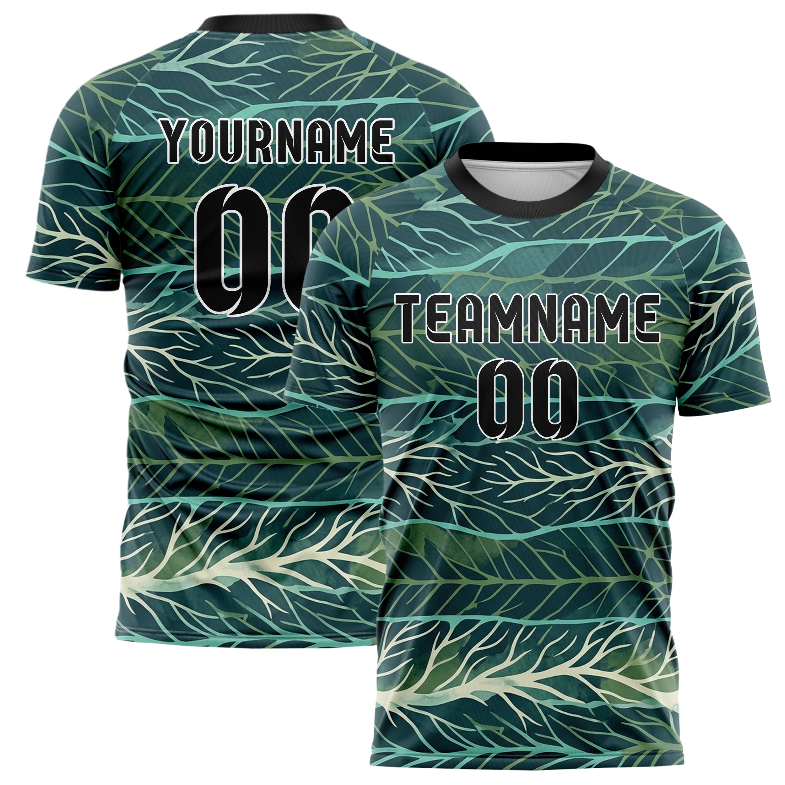 Midnight Teal Aqua Moss Cream Rootnetwork Data Weave Custom Soccer Jersey