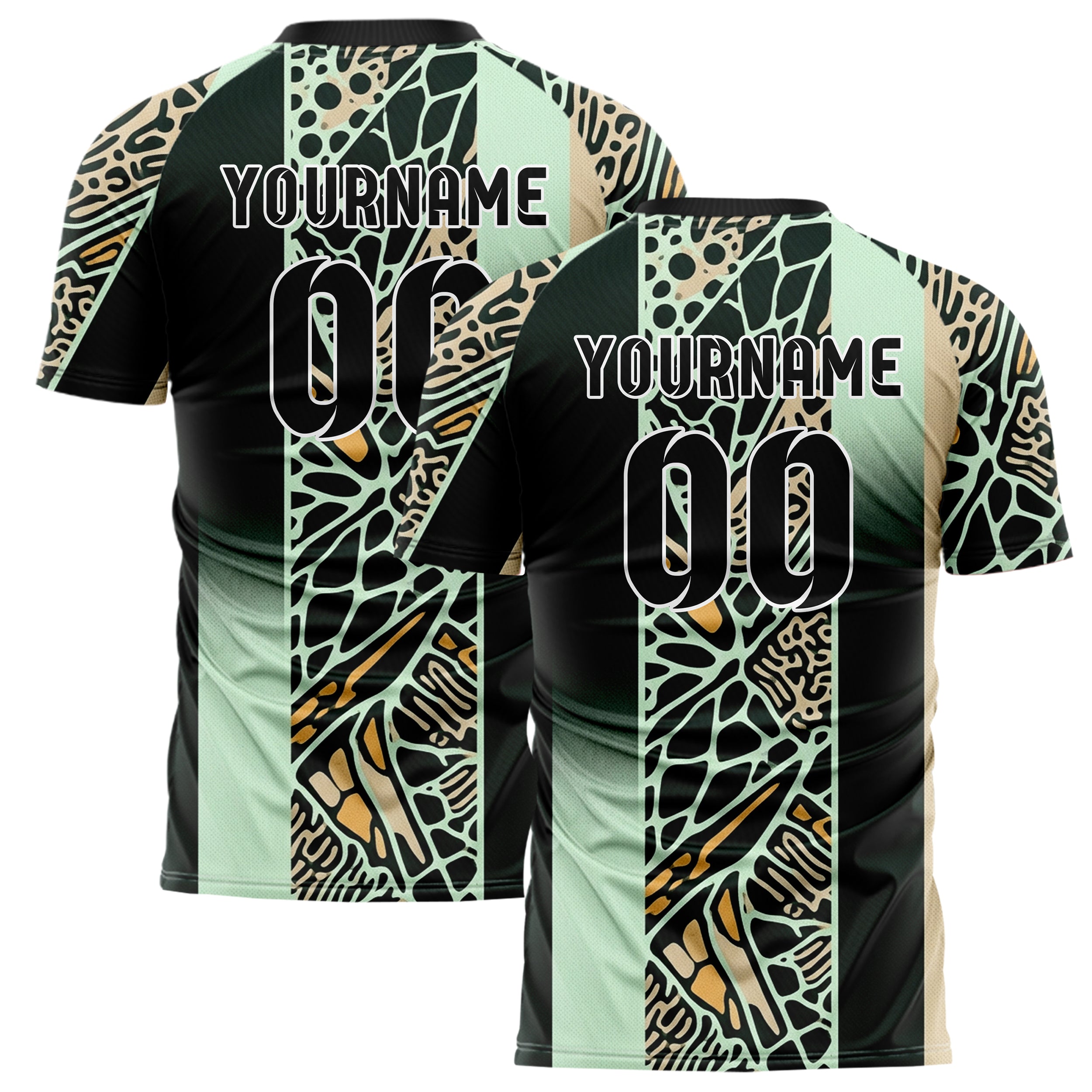 Forest Black Mint Sand Amber Coral Membrane Fracture Custom Soccer Jersey