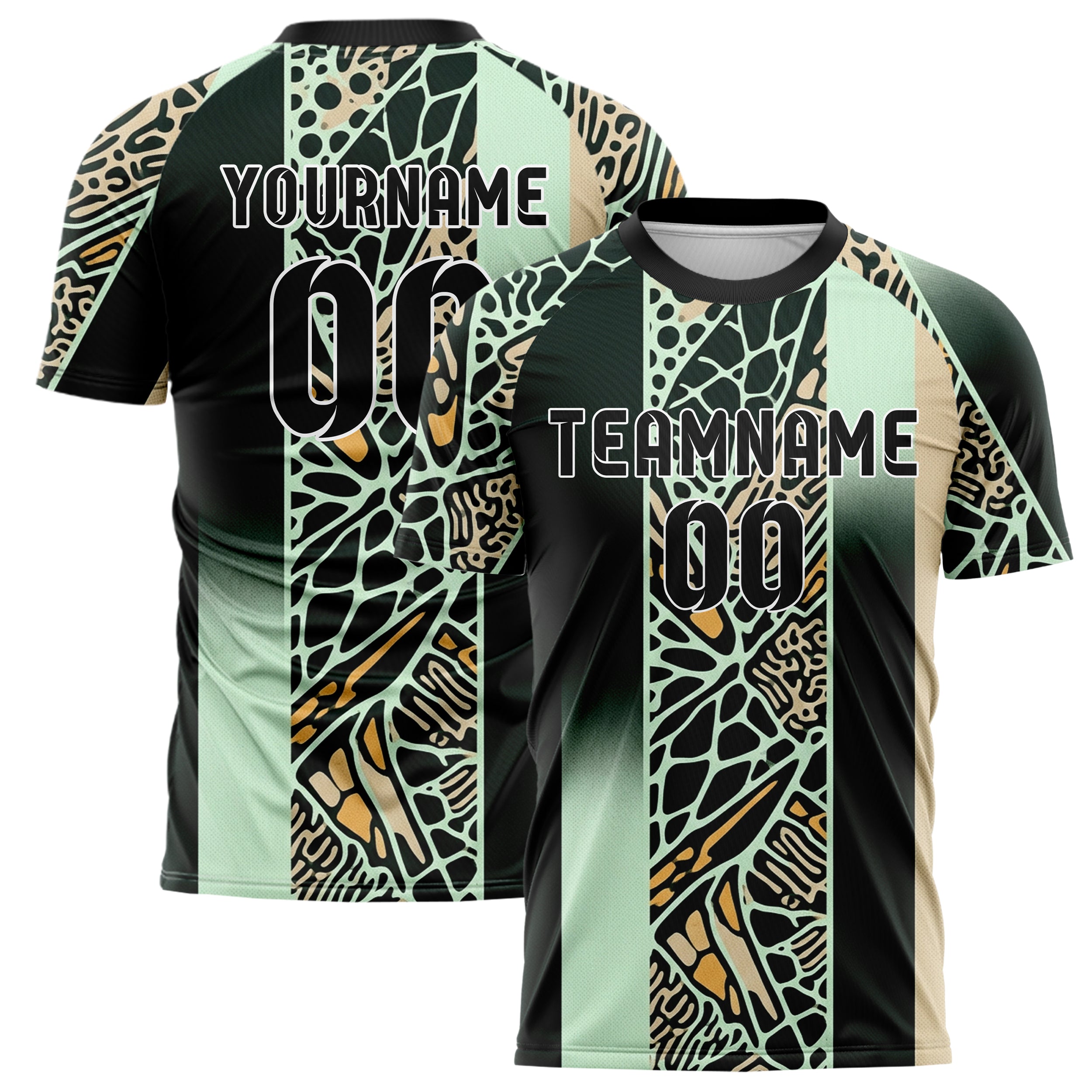 Forest Black Mint Sand Amber Coral Membrane Fracture Custom Soccer Jersey
