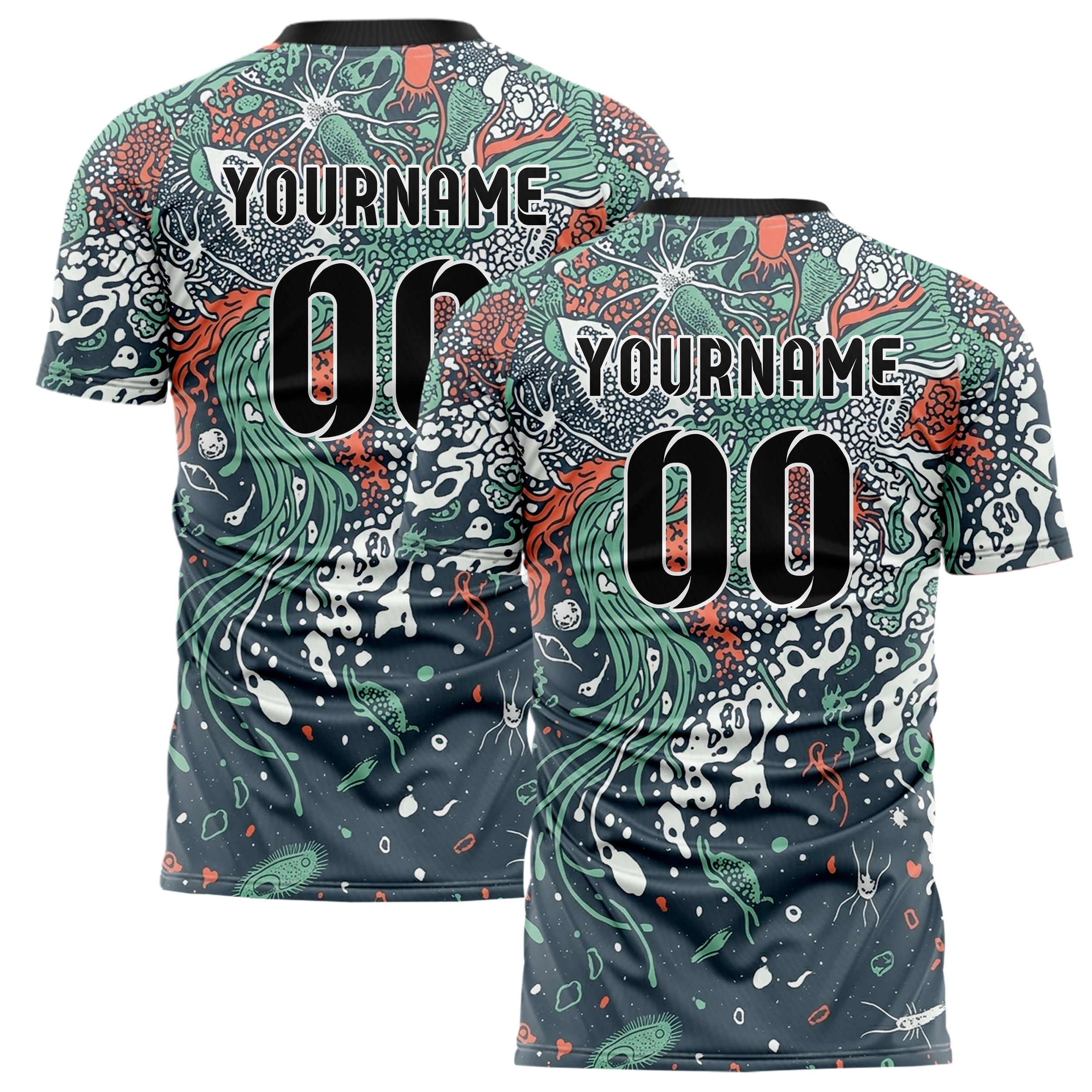 Slate Seafoam Coral Shell Tidal Microlife Cloud Custom Soccer Jersey