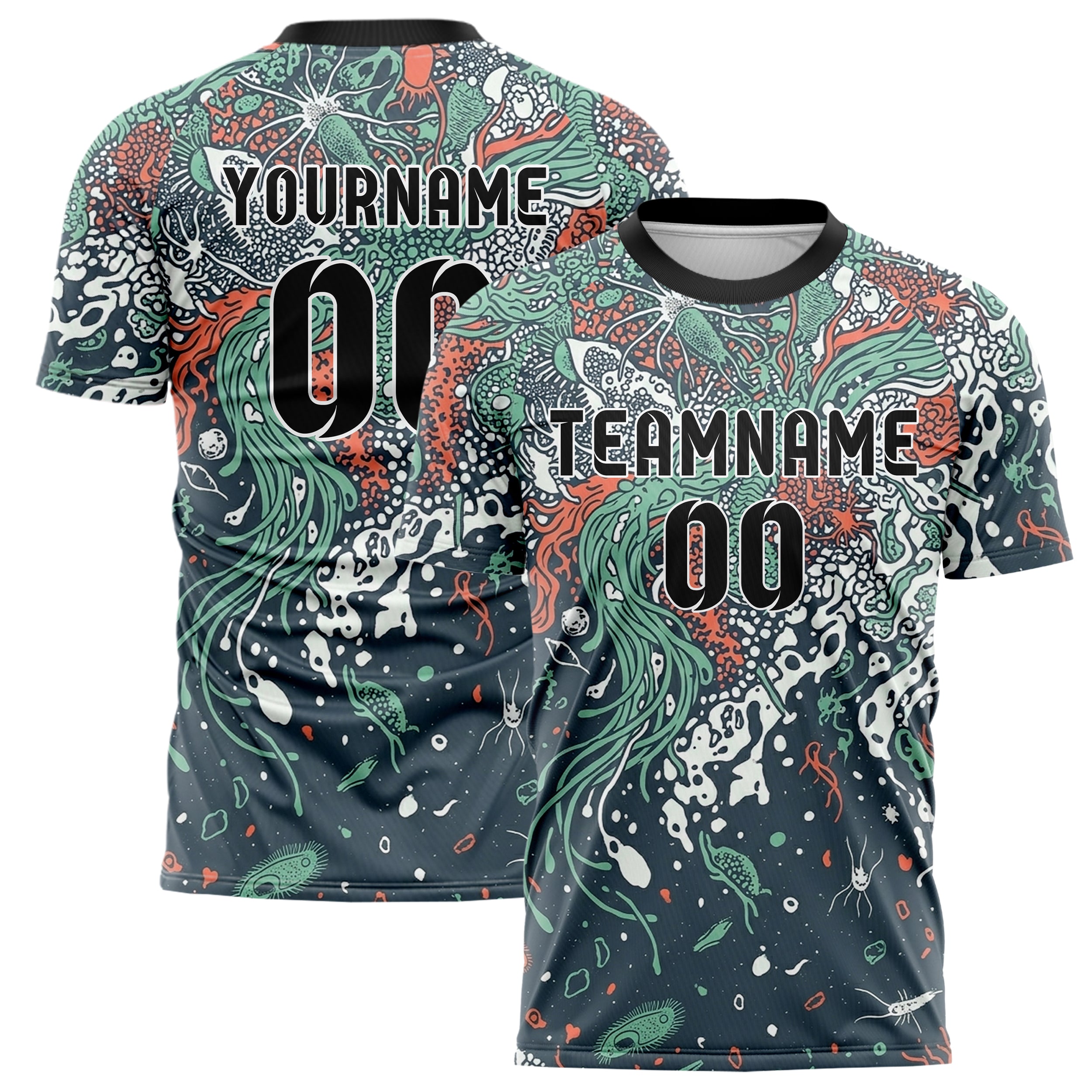 Slate Seafoam Coral Shell Tidal Microlife Cloud Custom Soccer Jersey