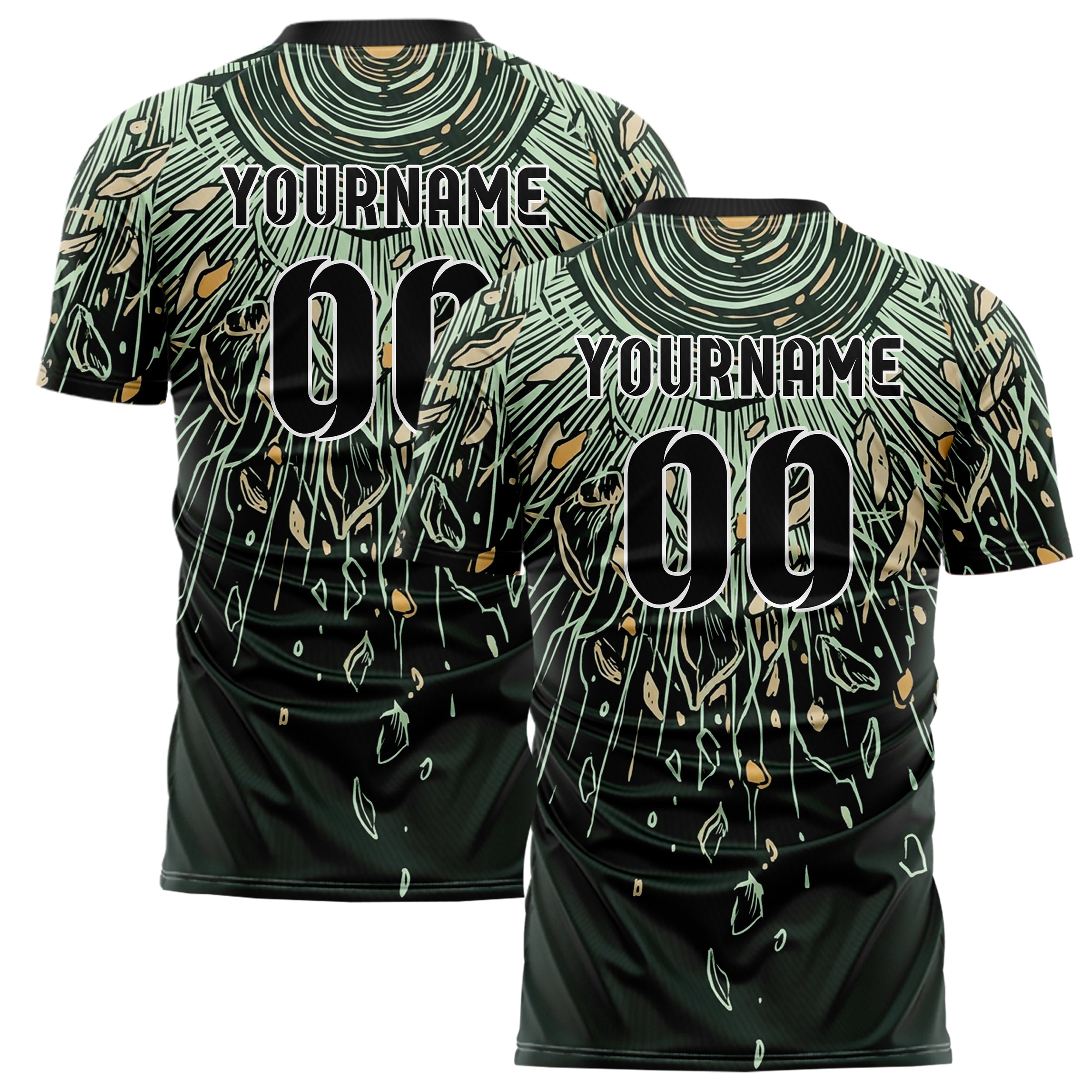 Forest Black Mint Sand Amber Seedcore Explosion Custom Soccer Jersey