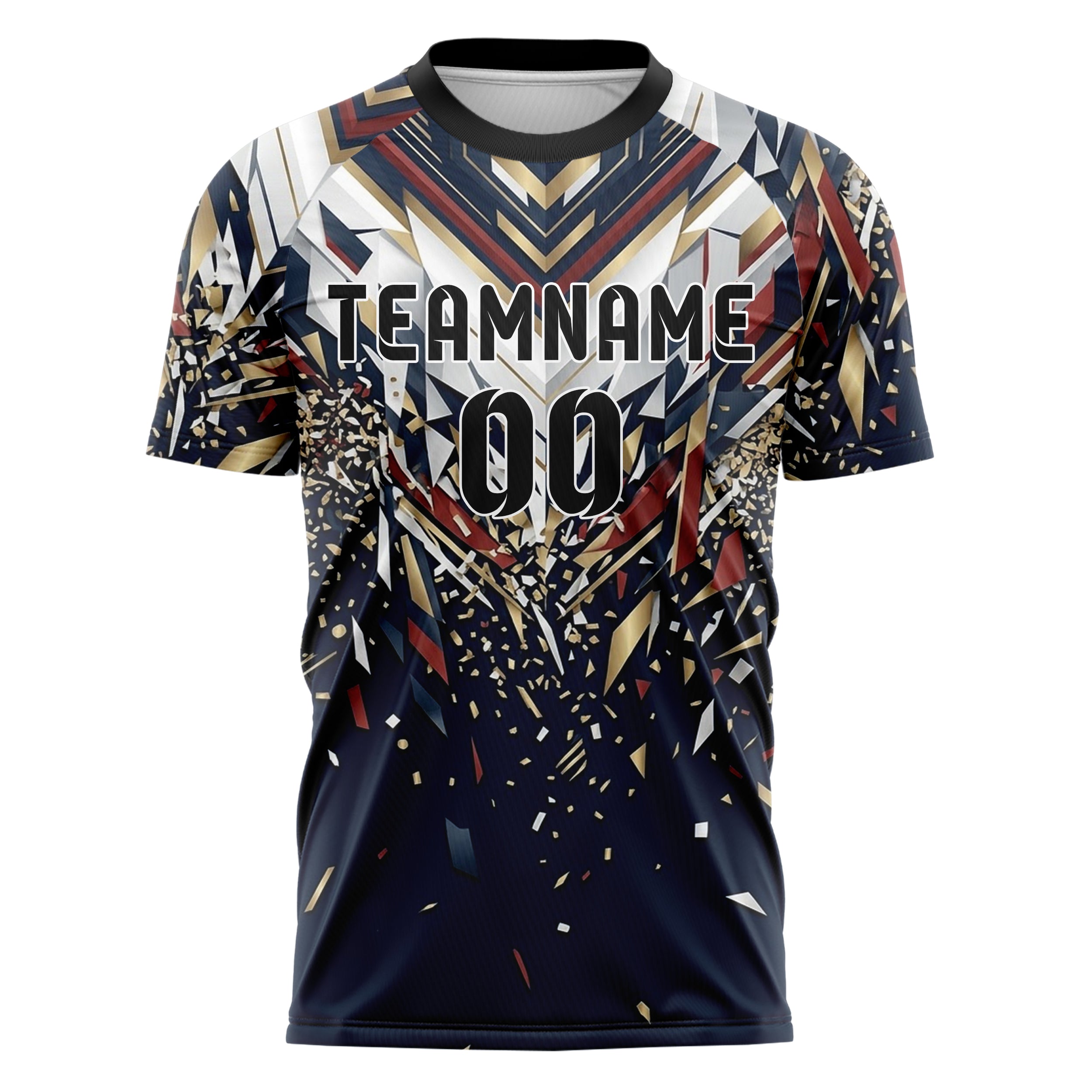 Navy White Red Gold Regatta Stripe Navigation Custom Soccer Jersey