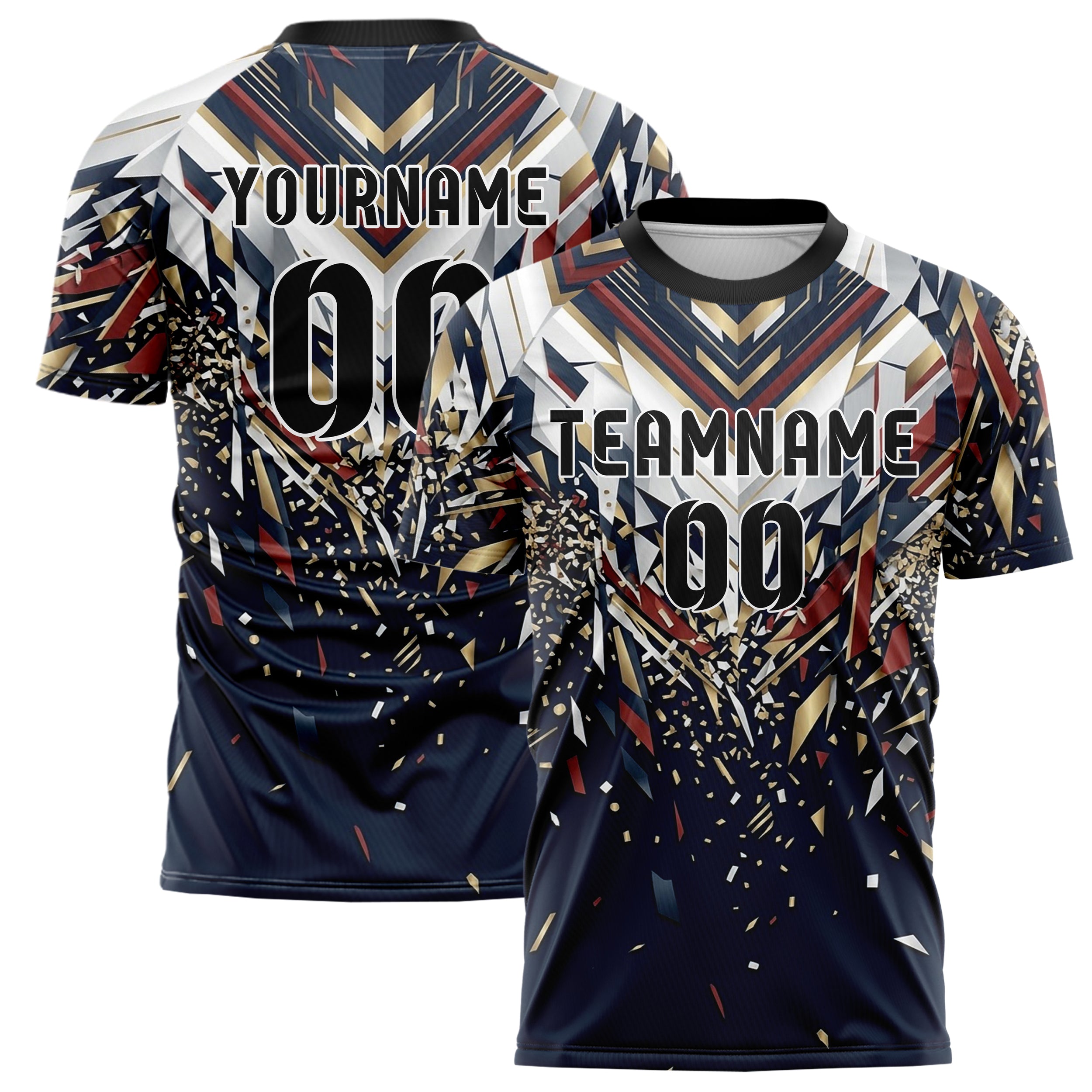 Navy White Red Gold Regatta Stripe Navigation Custom Soccer Jersey