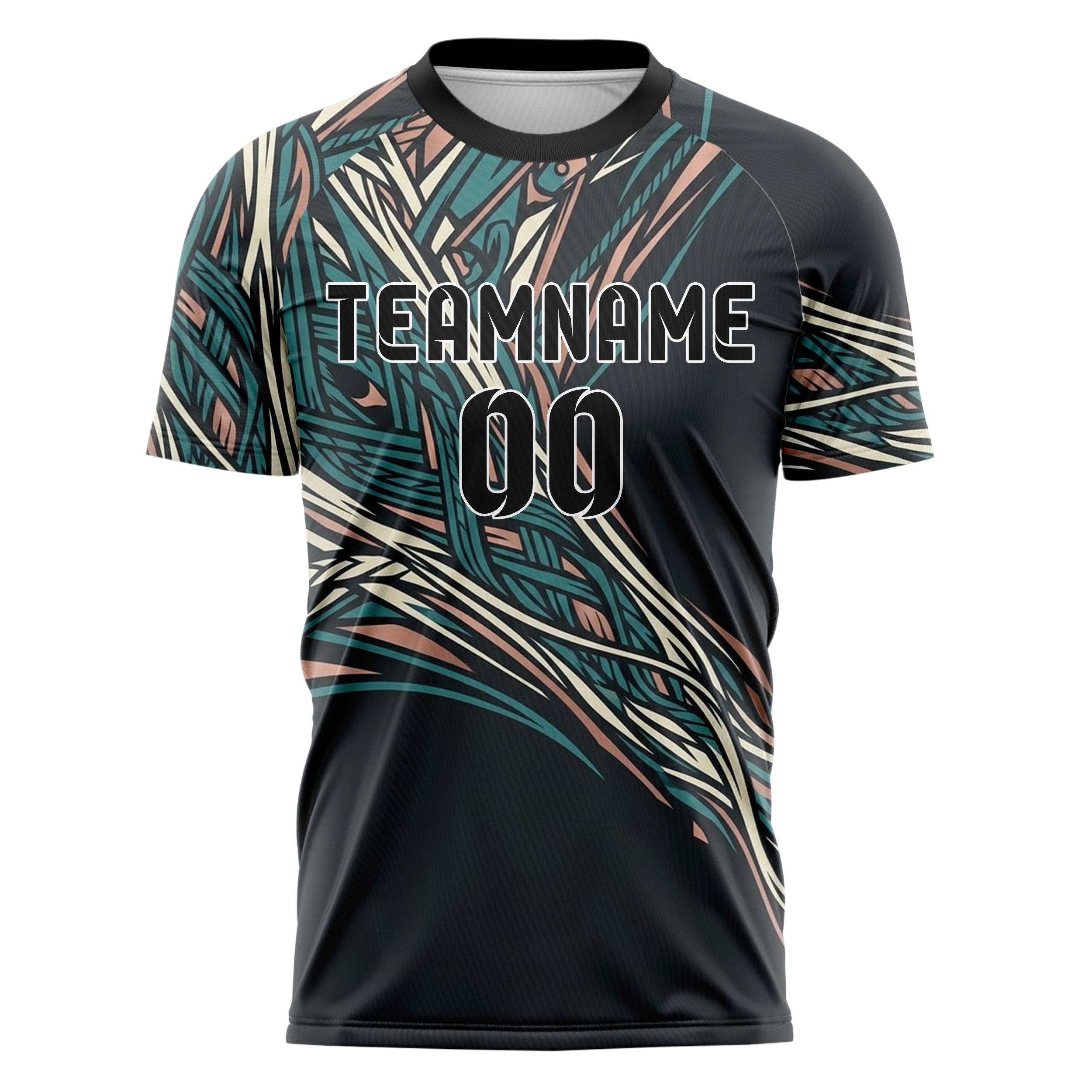 Charcoal Teal Cream Rose Gold Rope Tension Lattice Custom Soccer Jersey