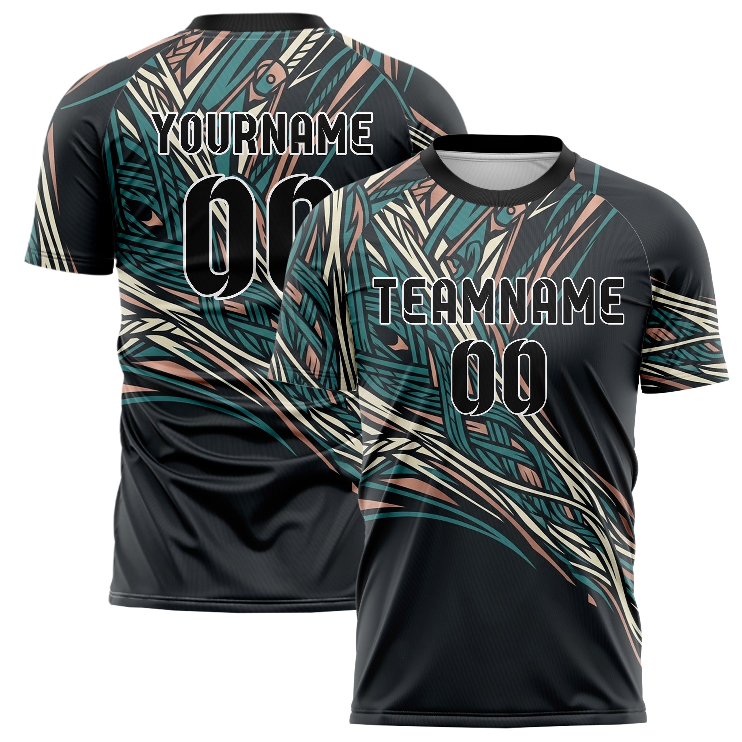 Charcoal Teal Cream Rose Gold Rope Tension Lattice Custom Soccer Jersey