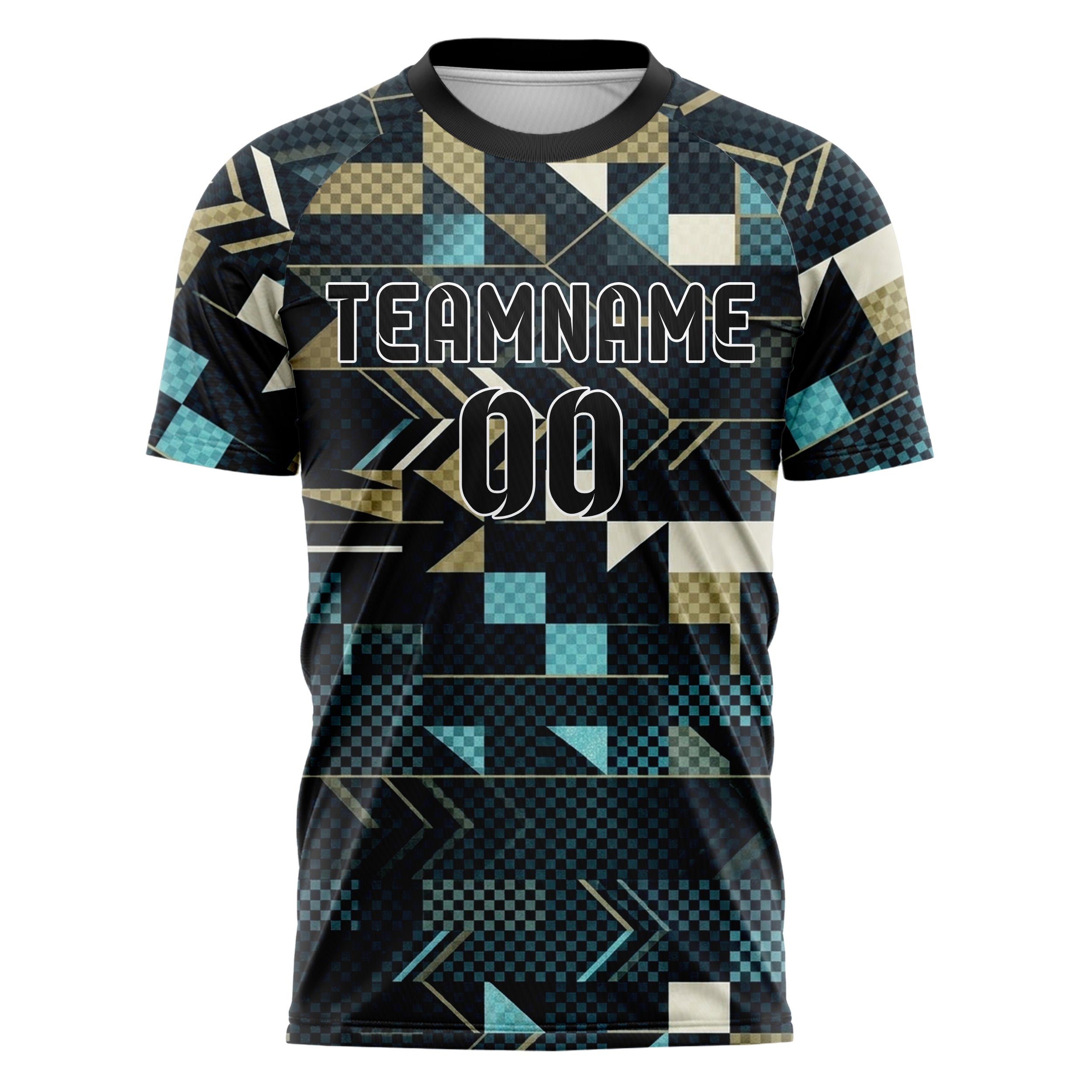 Midnight Gold Ivory Cyan Signal Flag Panels Custom Soccer Jersey