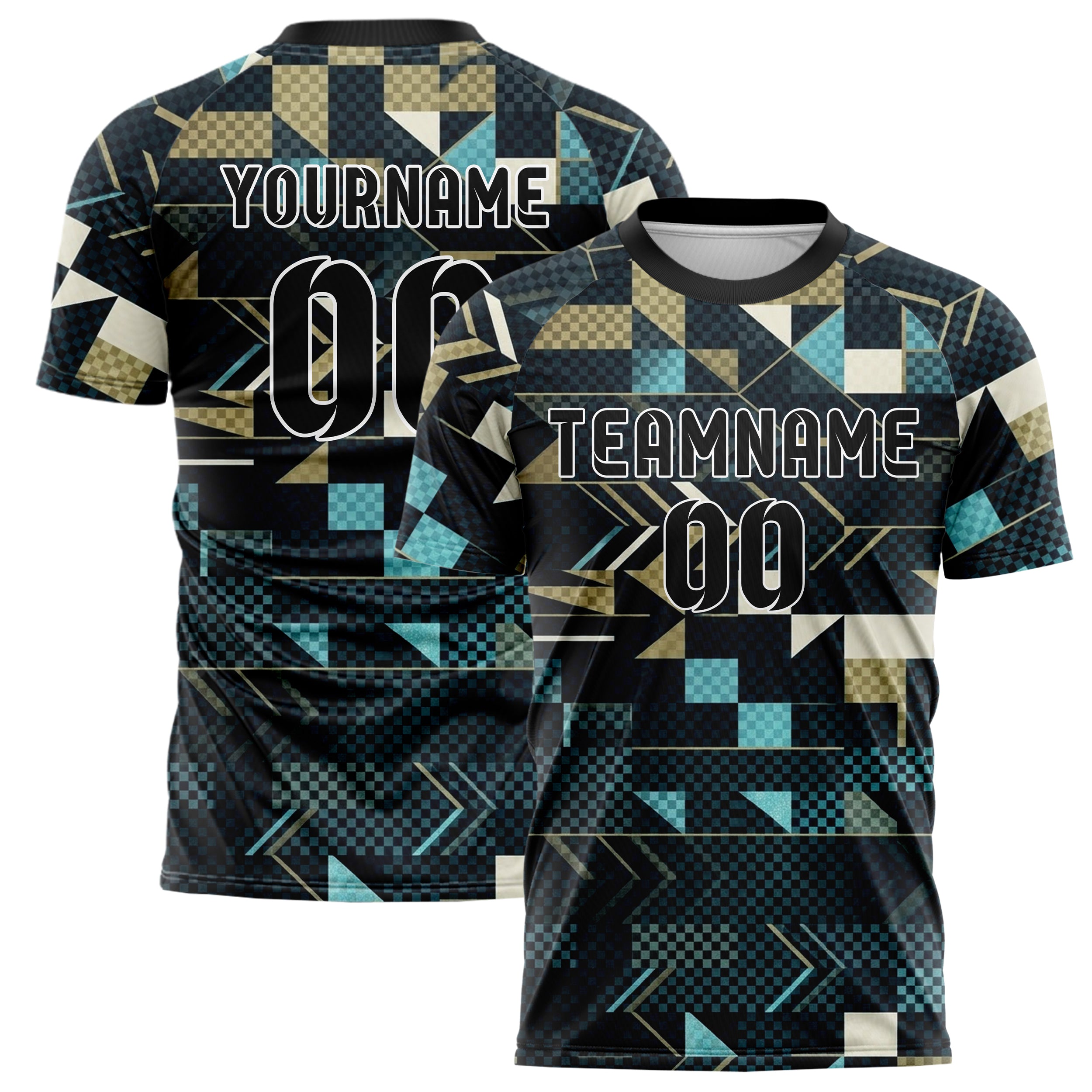 Midnight Gold Ivory Cyan Signal Flag Panels Custom Soccer Jersey
