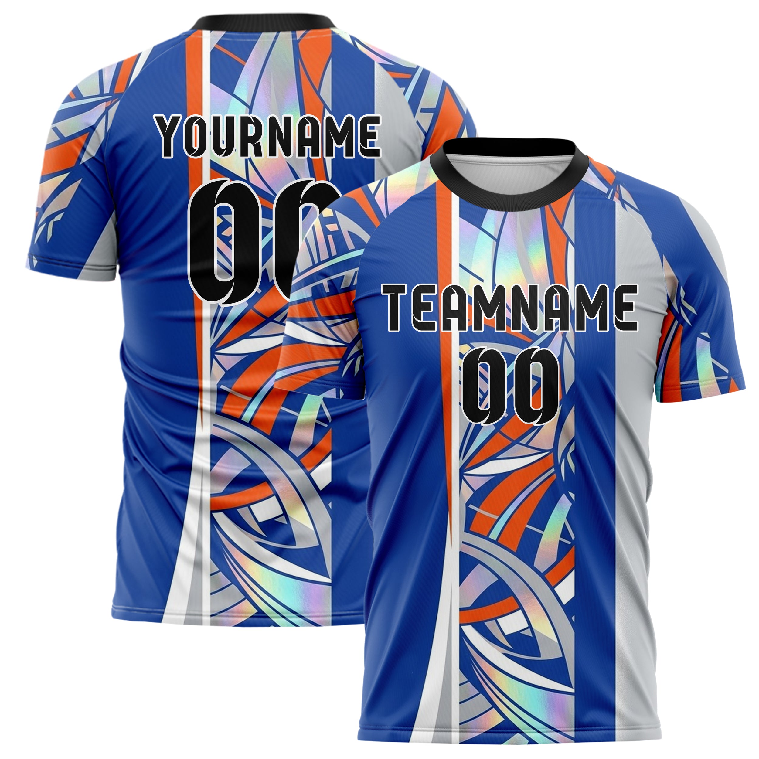 Cobalt Orange White Grey Sailcloth Seam Sweep Custom Soccer Jersey