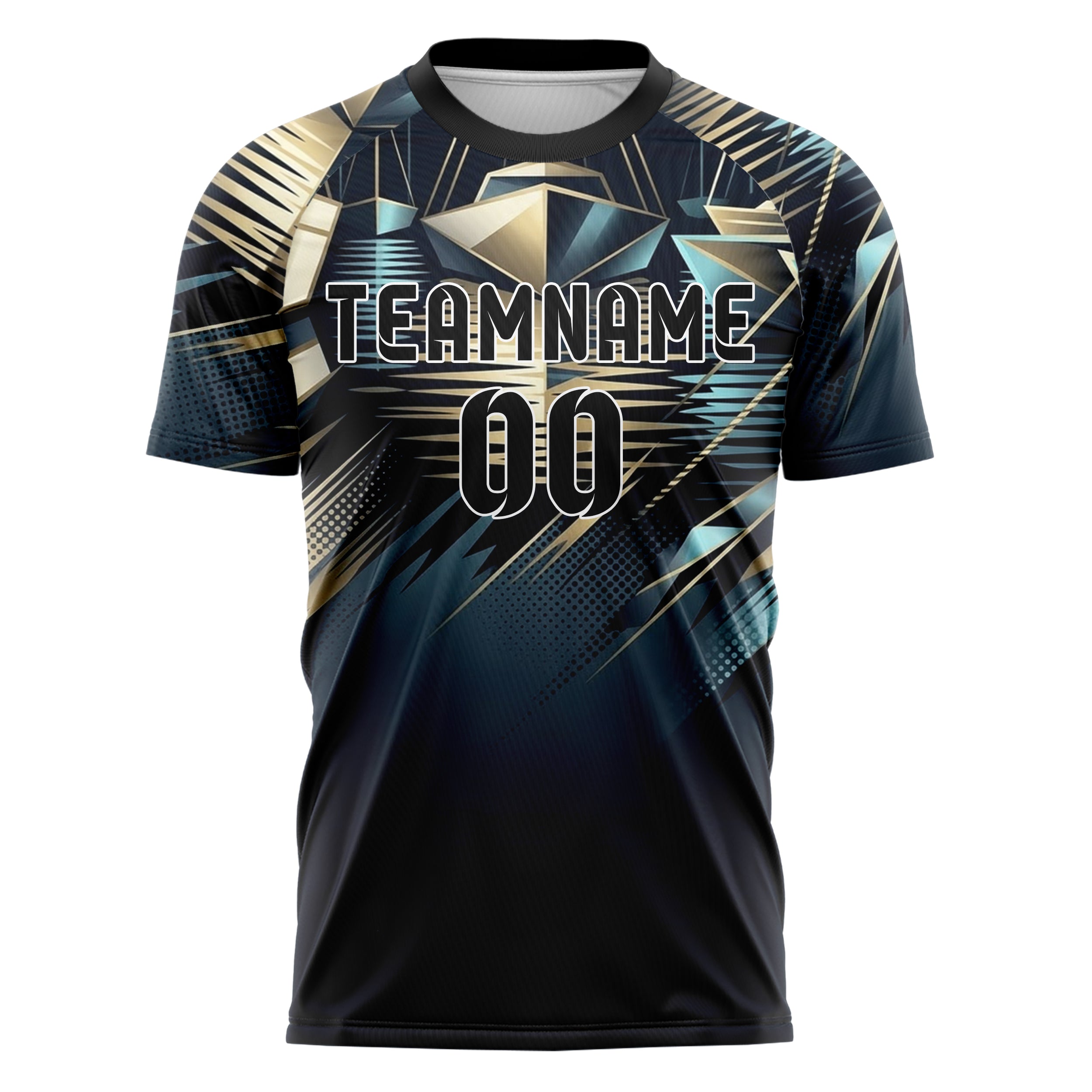 Midnight Gold Ivory Cyan Harbor Light Reflections Custom Soccer Jersey