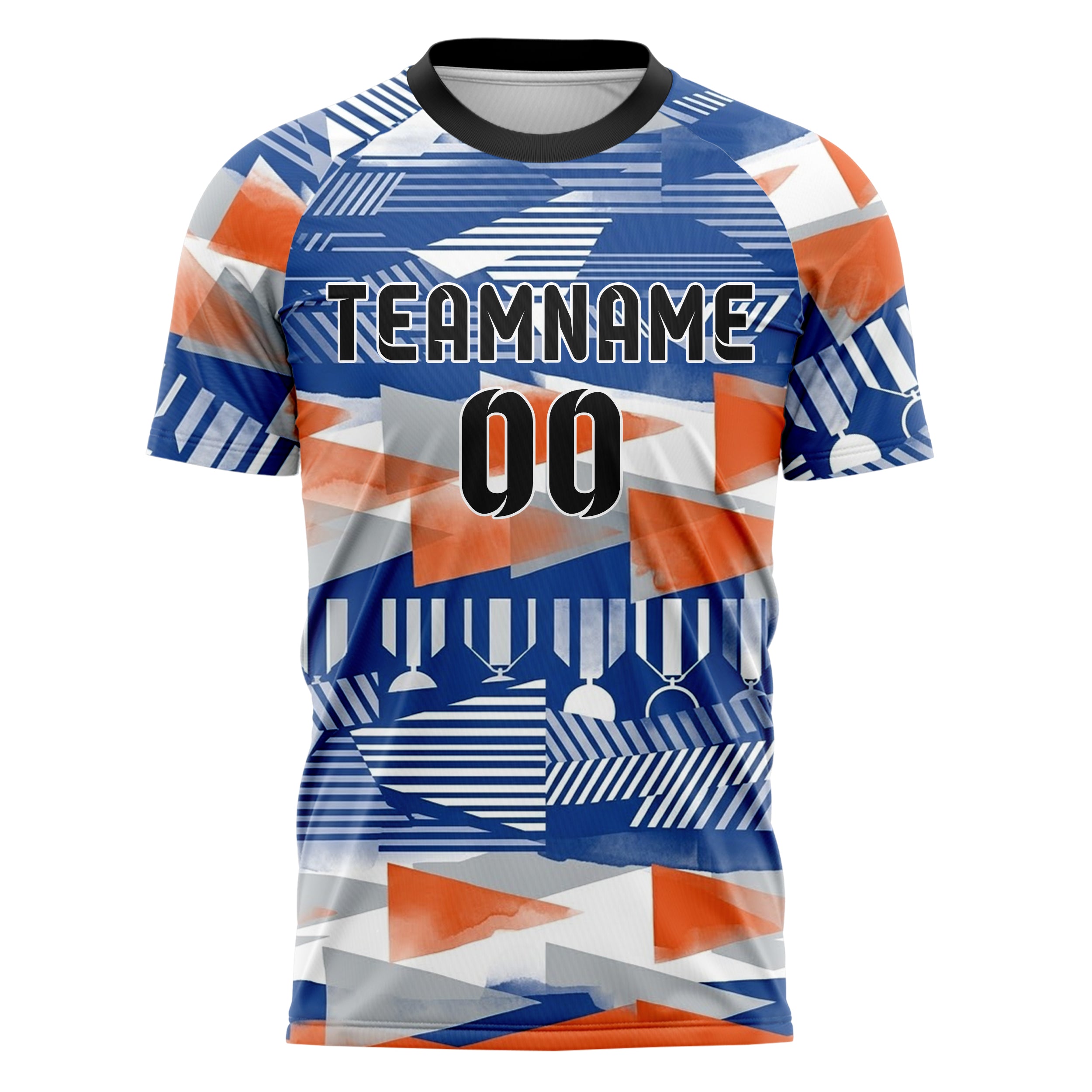 Cobalt Orange White Grey Yachtclub Crest Bands Custom Soccer Jersey