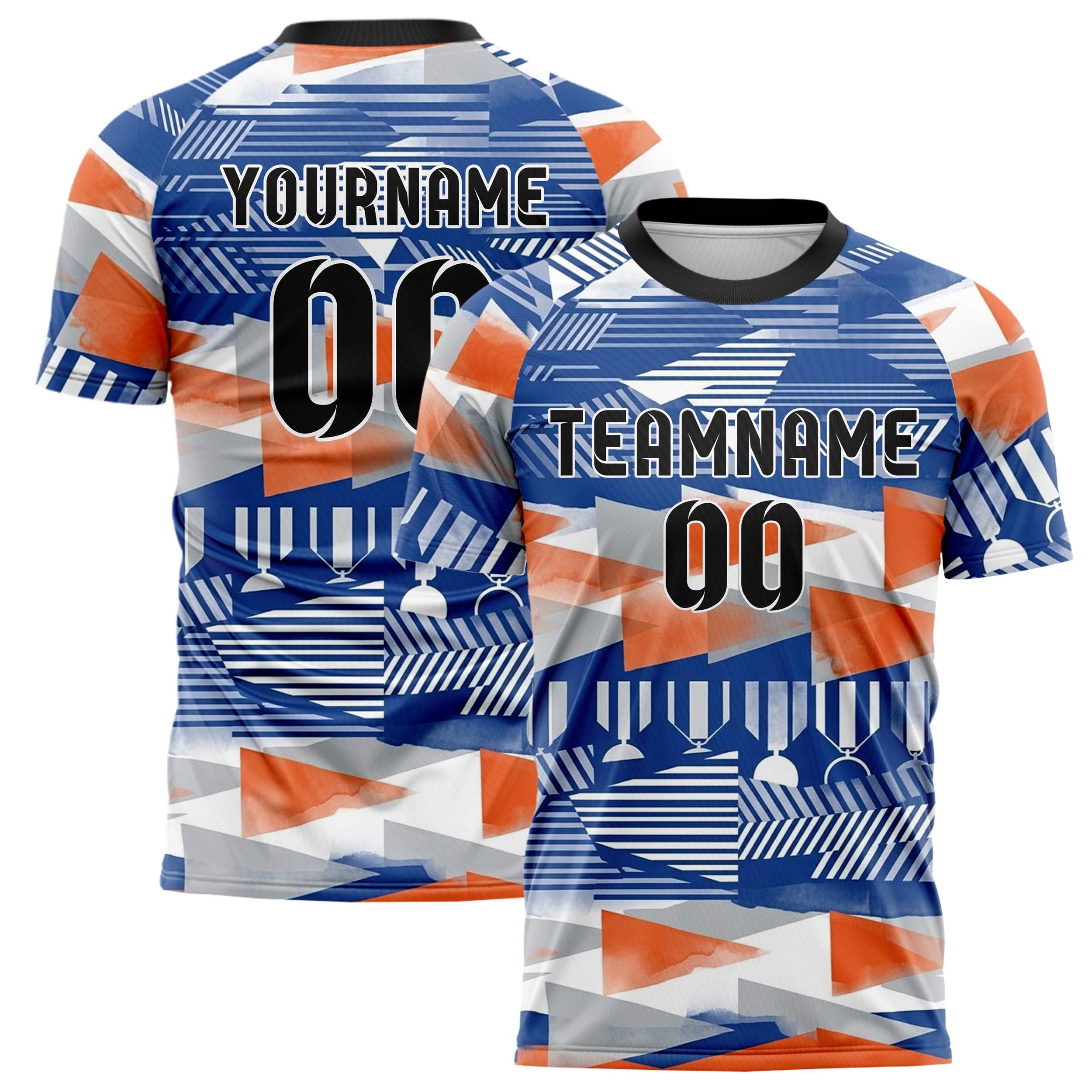 Cobalt Orange White Grey Yachtclub Crest Bands Custom Soccer Jersey
