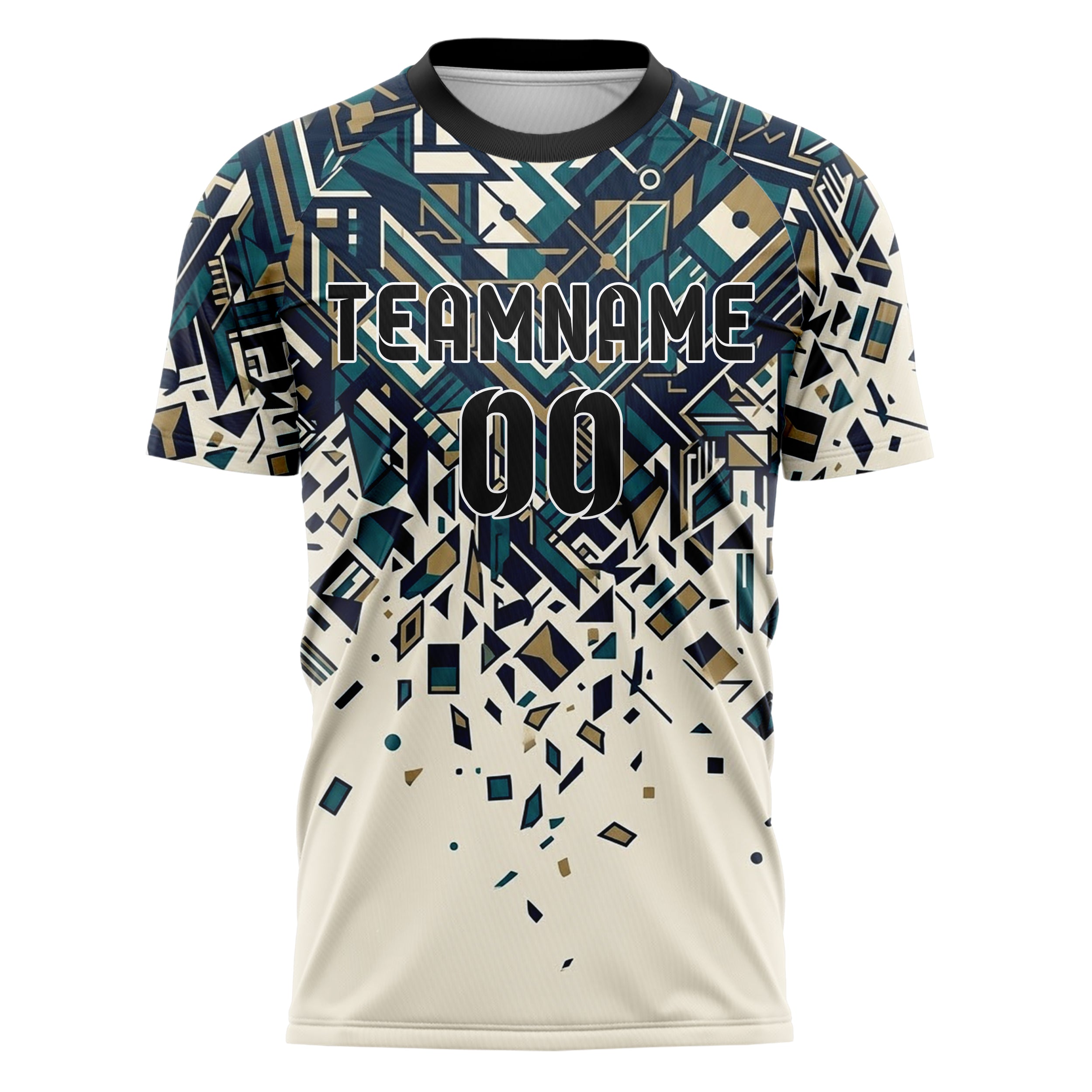 Cream Navy Teal Brass Regatta Stripe Navigation Custom Soccer Jersey
