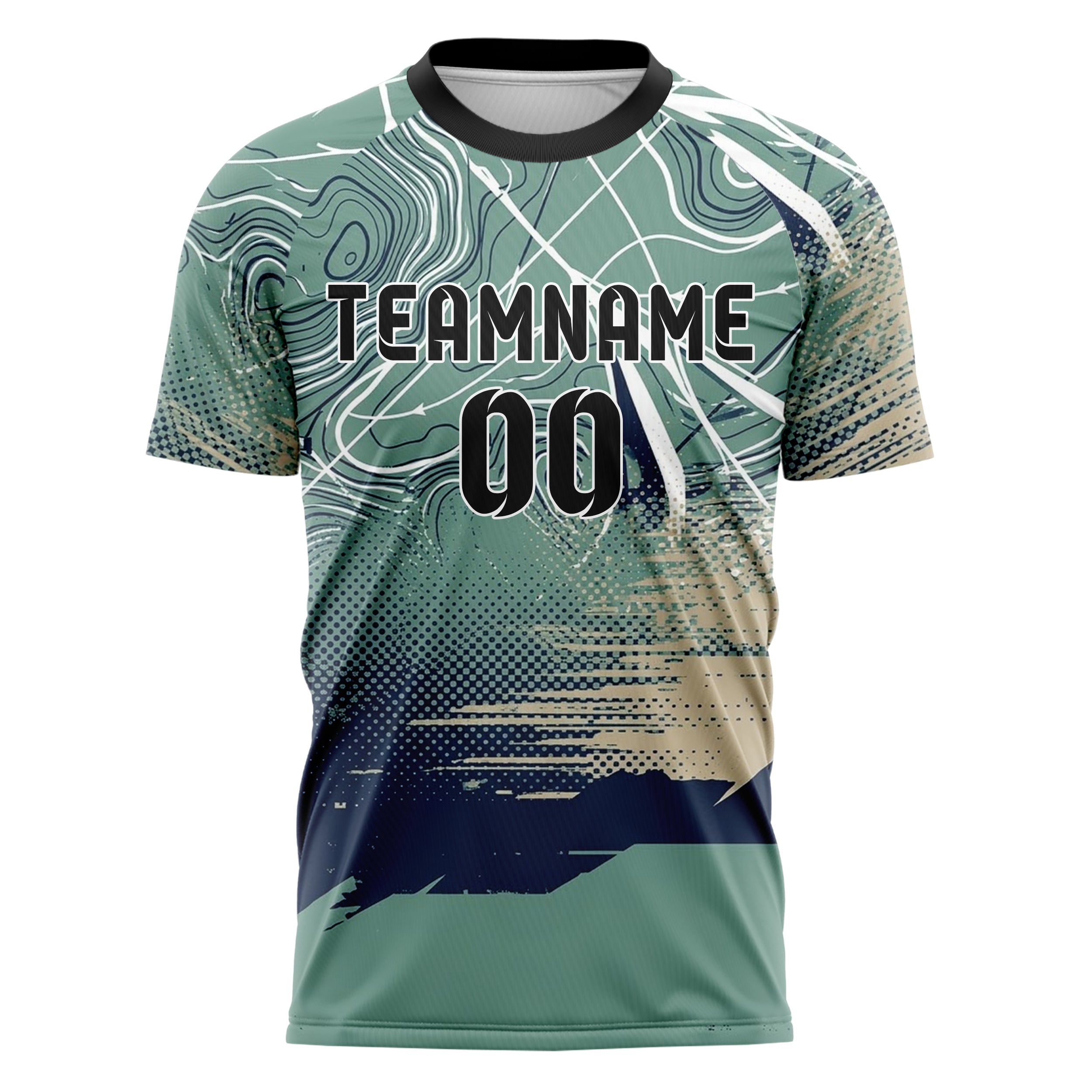 Sea Green White Navy Sand Ocean Chart Drift Custom Soccer Jersey