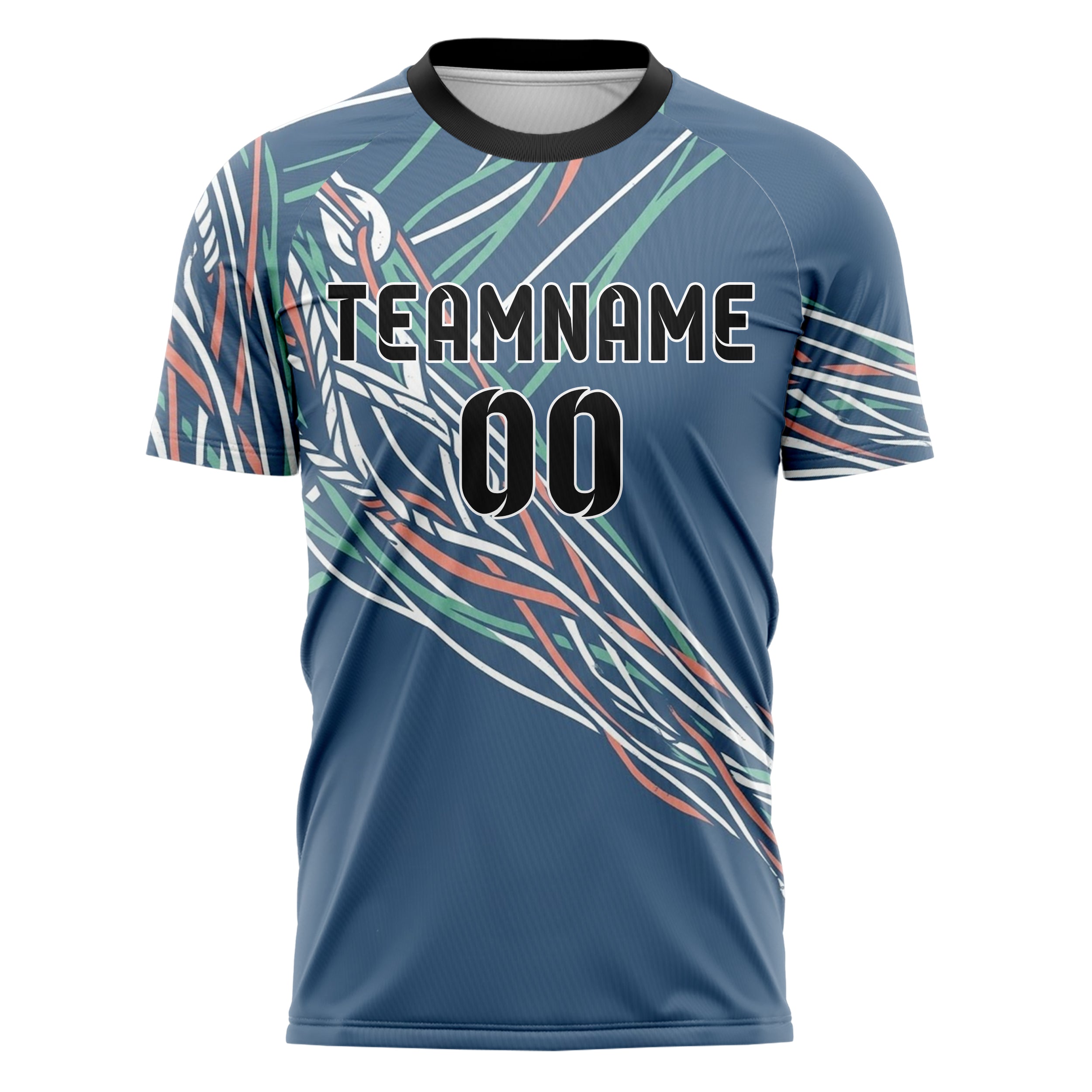 Slate Blue White Seafoam Coral Rope Tension Lattice Custom Soccer Jersey