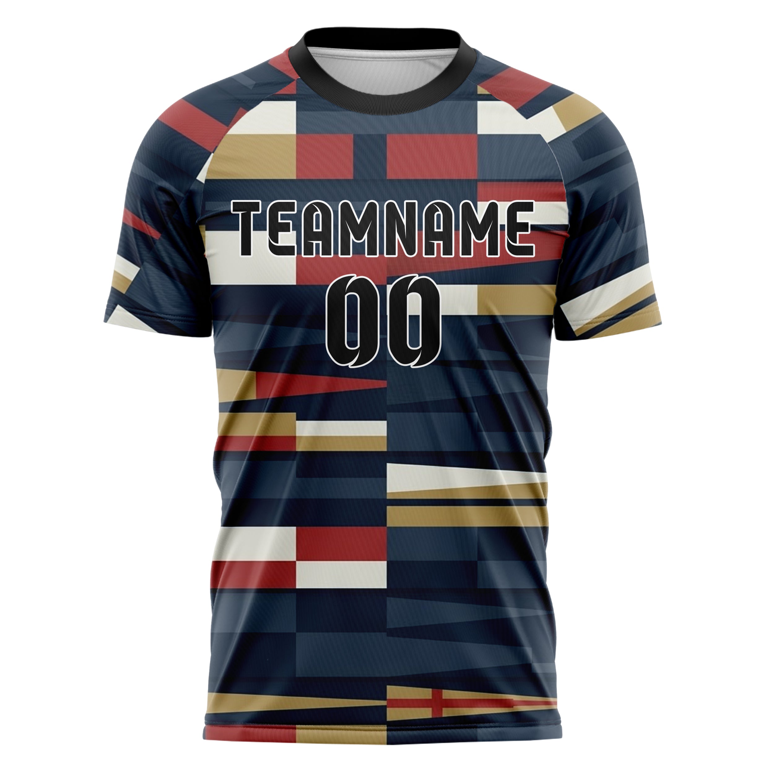 Navy White Red Gold Signal Flag Panels Custom Soccer Jersey