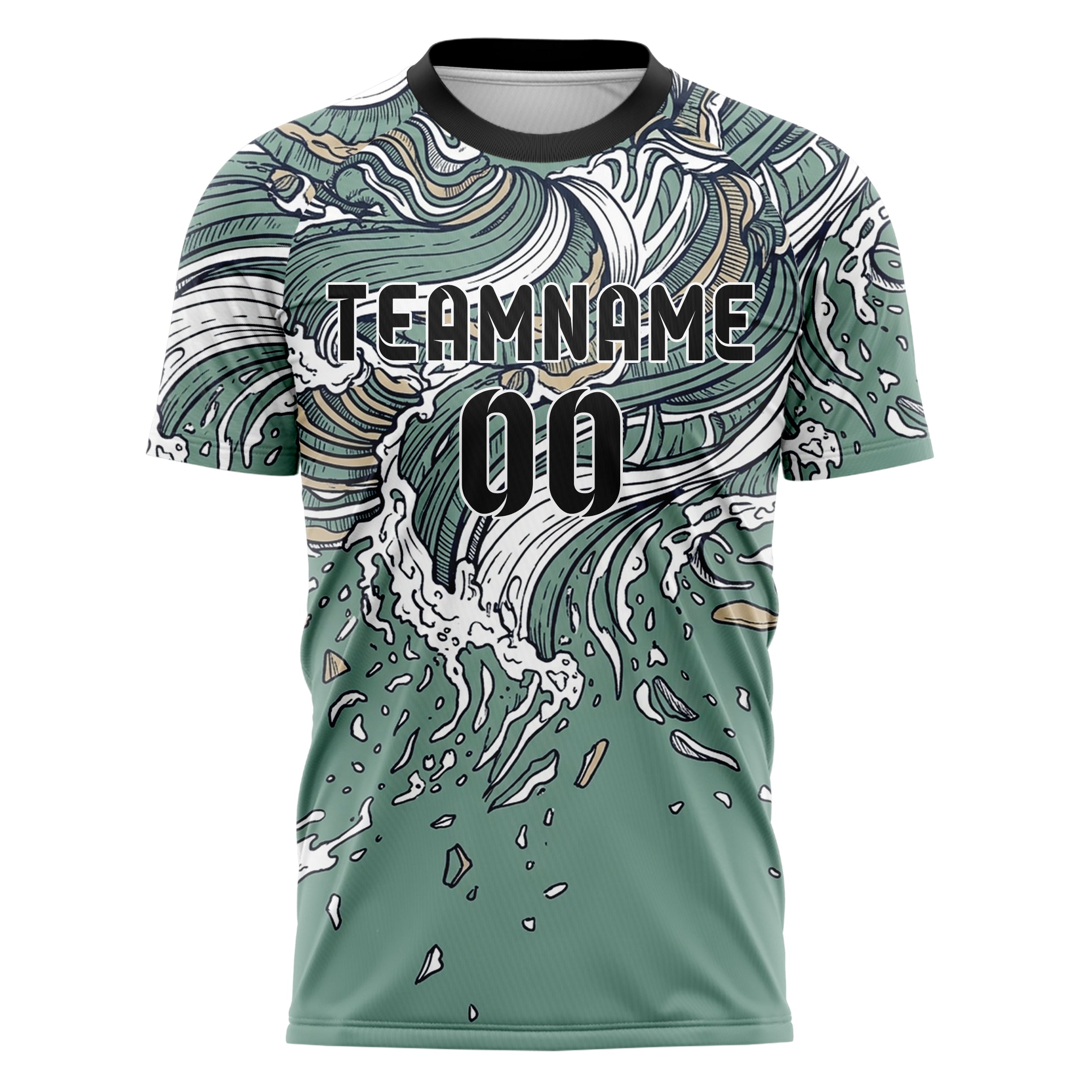 Sea Green White Navy Sand Tide Contour Waves Custom Soccer Jersey