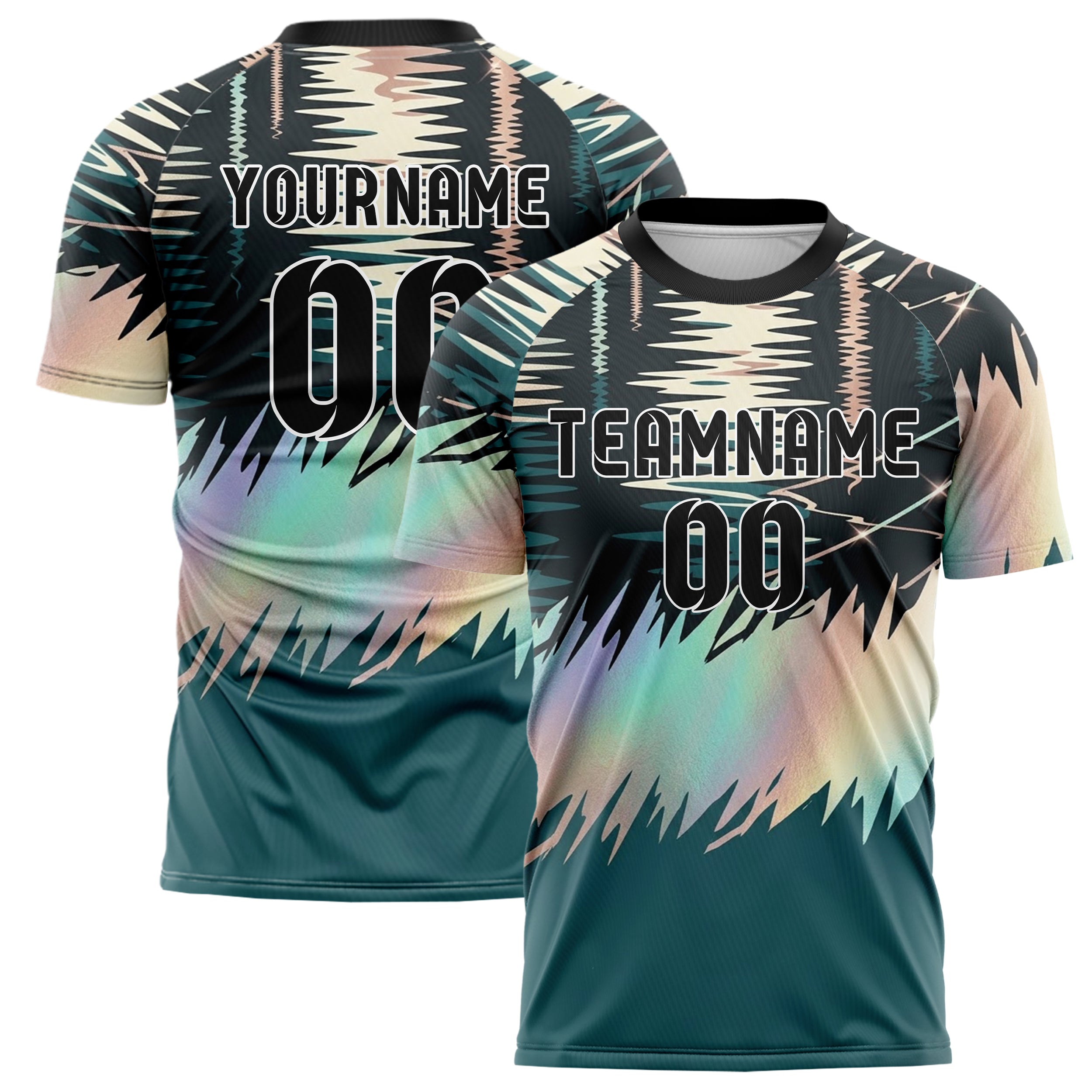 Charcoal Teal Cream Rose Gold Harbor Light Reflections Custom Soccer Jersey