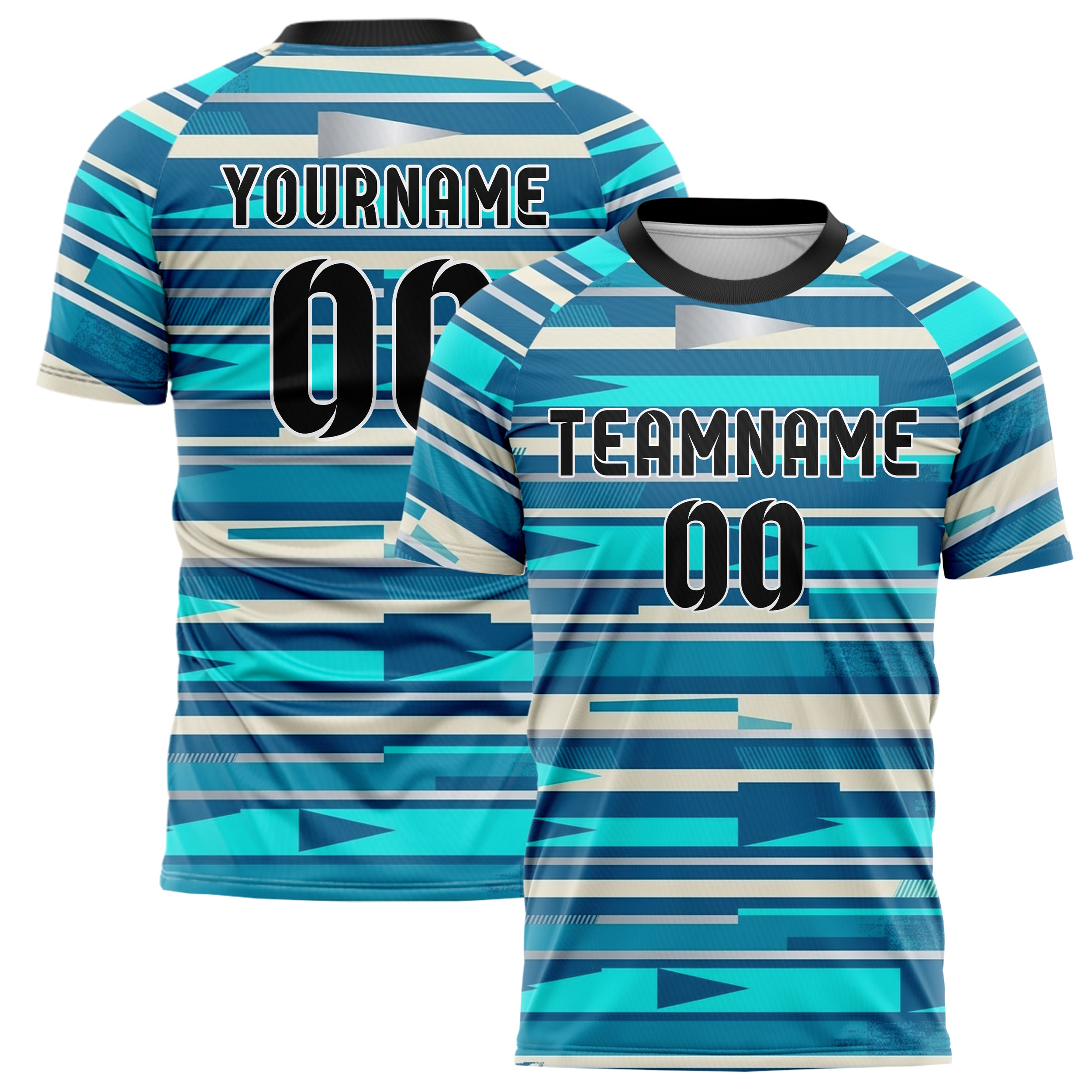 Ocean Blue Aqua Cream Silver Yachtclub Crest Bands Custom Soccer Jersey
