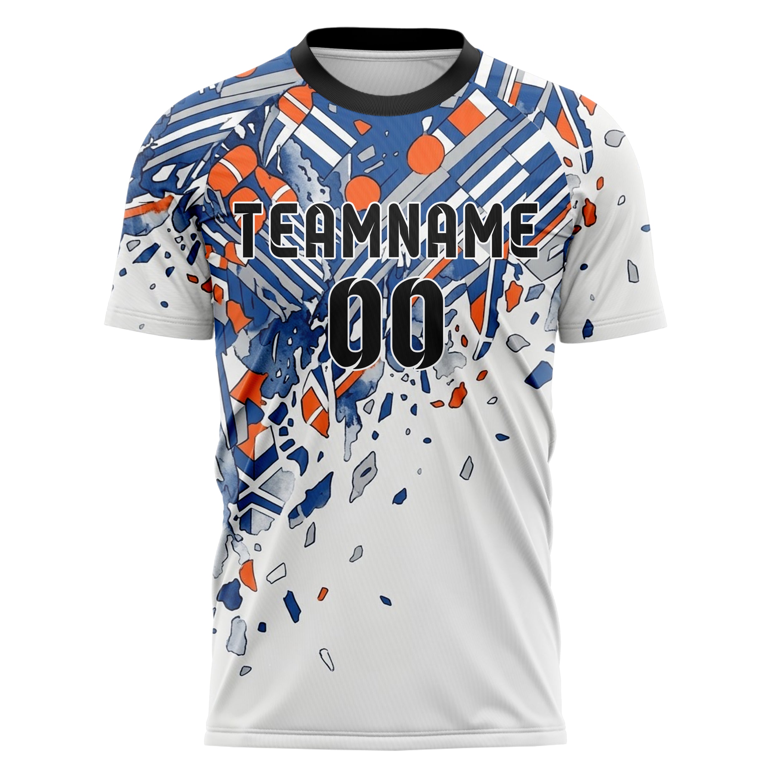 Cobalt Orange White Grey Regatta Stripe Navigation Custom Soccer Jersey