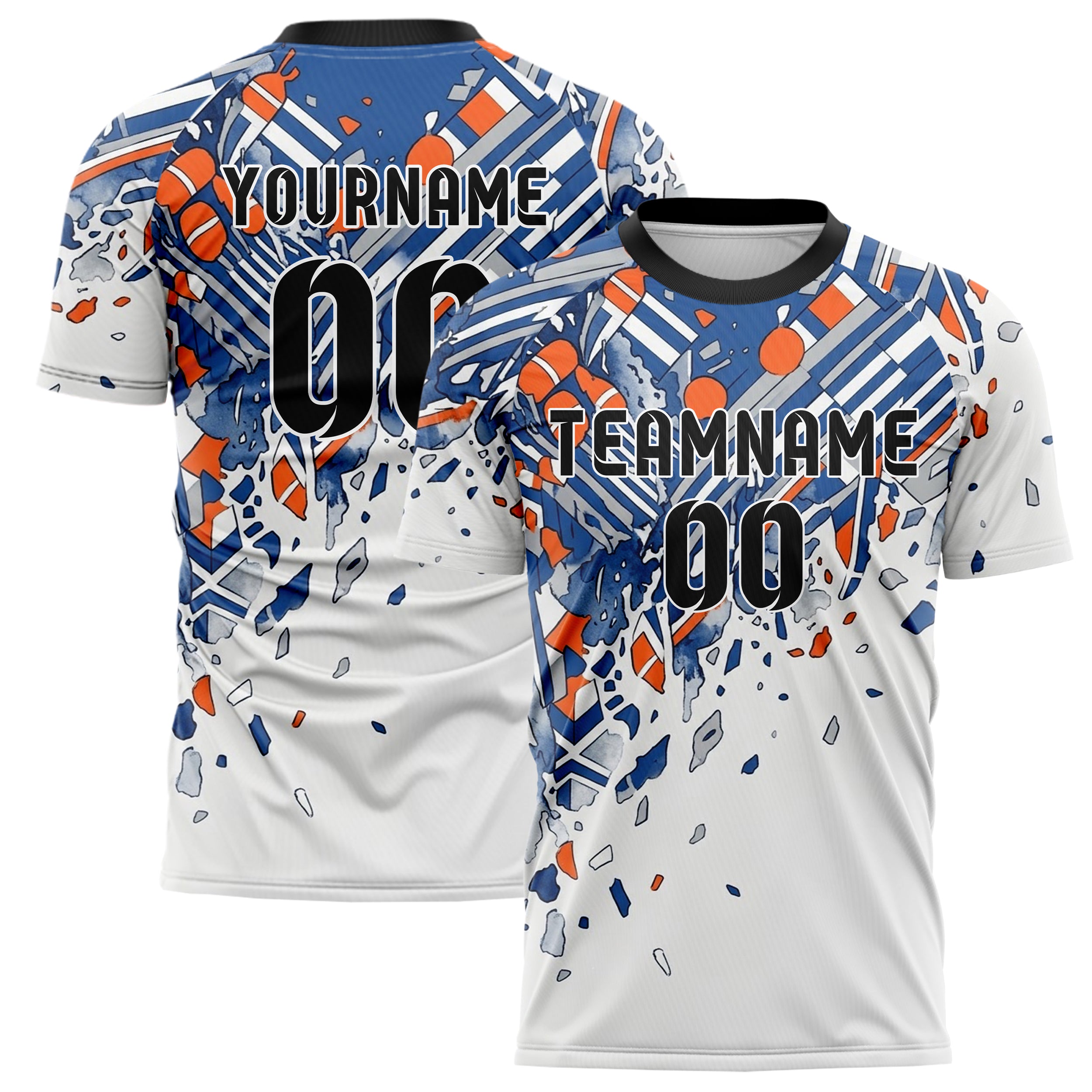 Cobalt Orange White Grey Regatta Stripe Navigation Custom Soccer Jersey