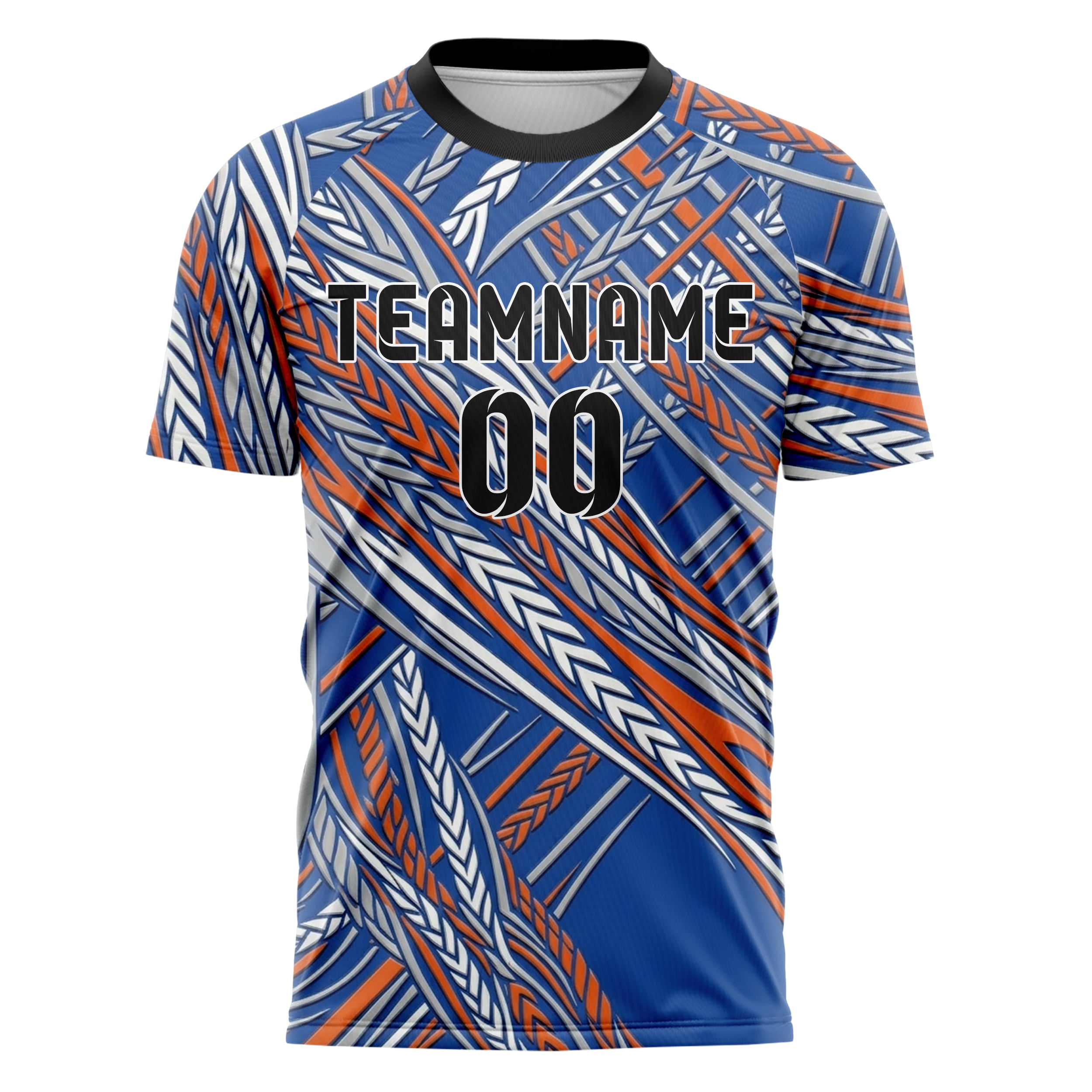 Cobalt Orange White Grey Rope Tension Lattice Custom Soccer Jersey