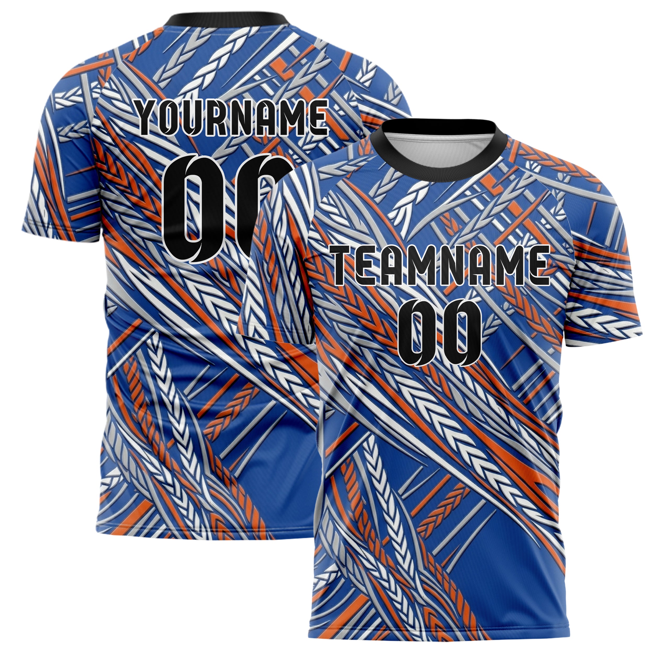 Cobalt Orange White Grey Rope Tension Lattice Custom Soccer Jersey